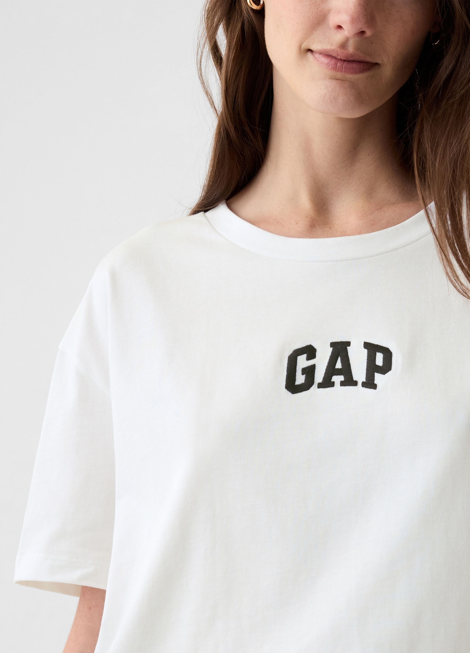 T-shirt bianca a maniche corte in cotone_3