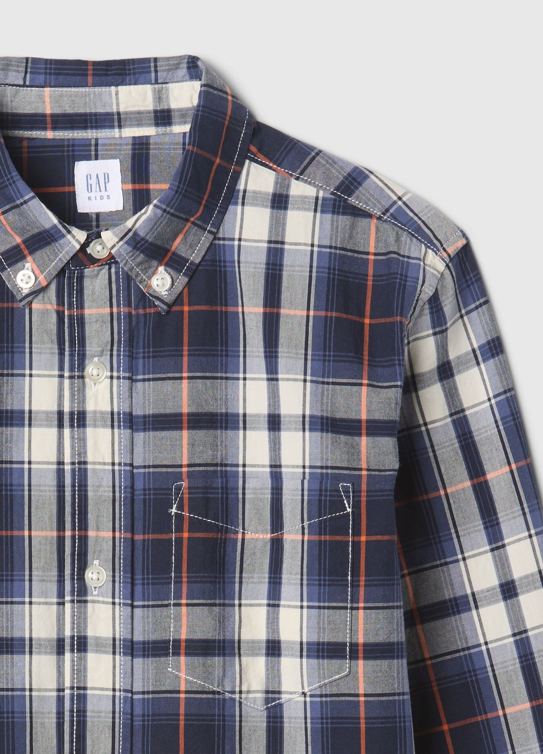 Camicia in popeline con stampa check_4