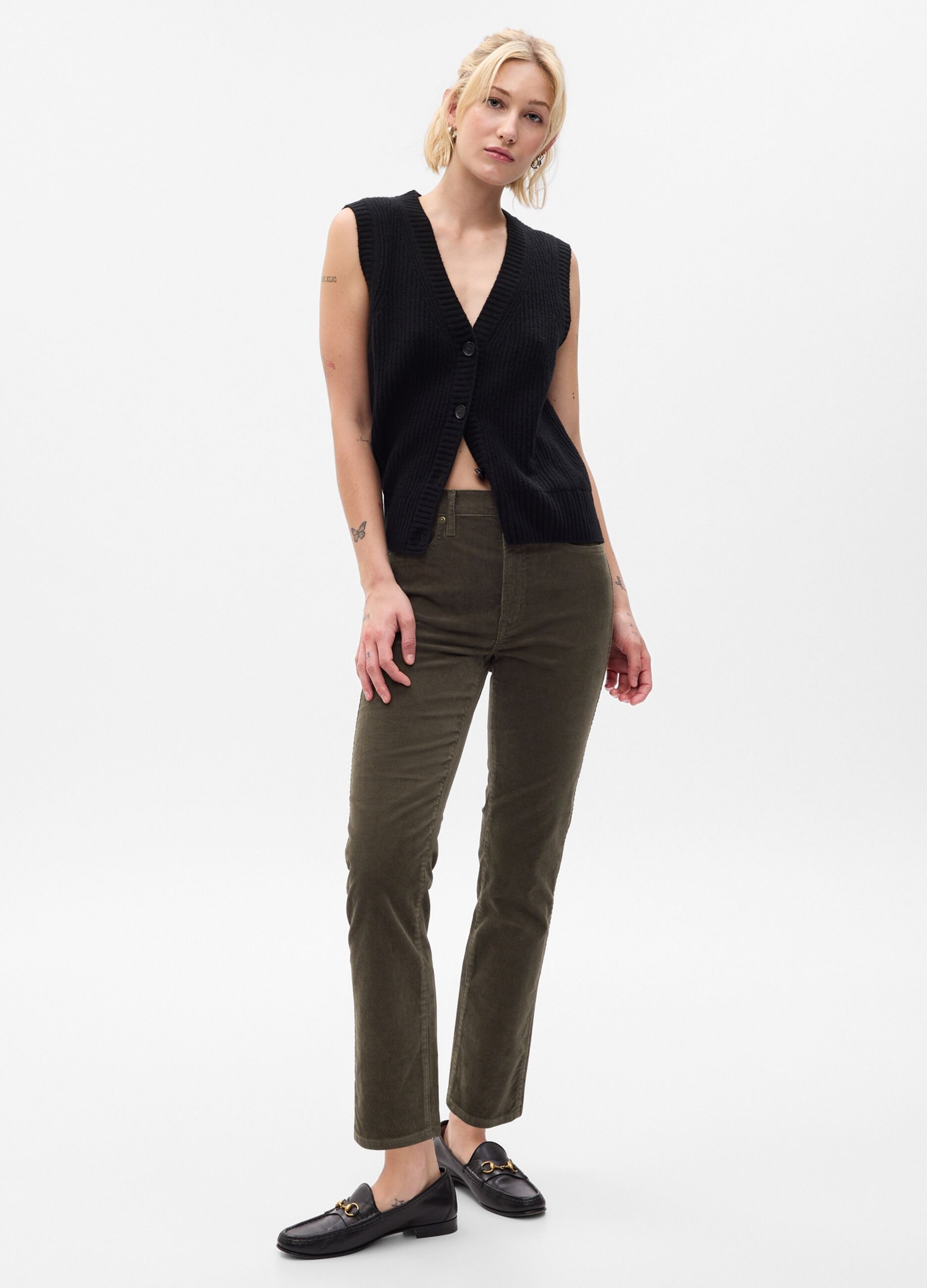 Slim-fit high-rise trousers in corduroy