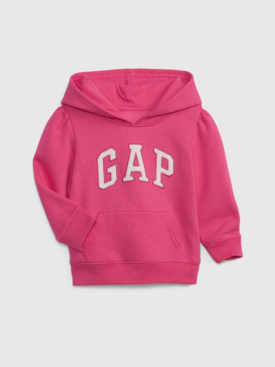 Sweatshirt with hood and logo patch Baby Girl_0