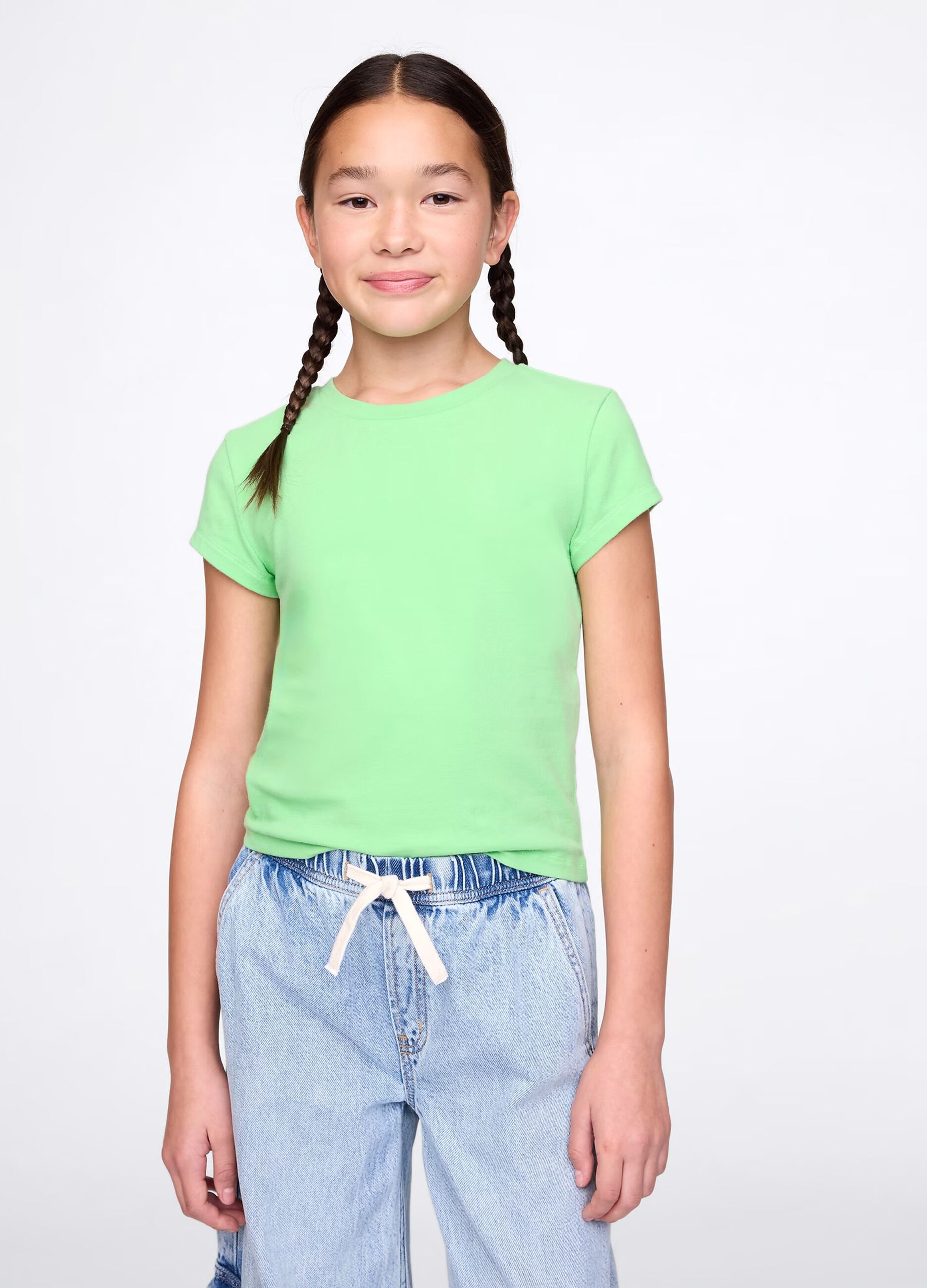 T-shirt verde in cotone stretch