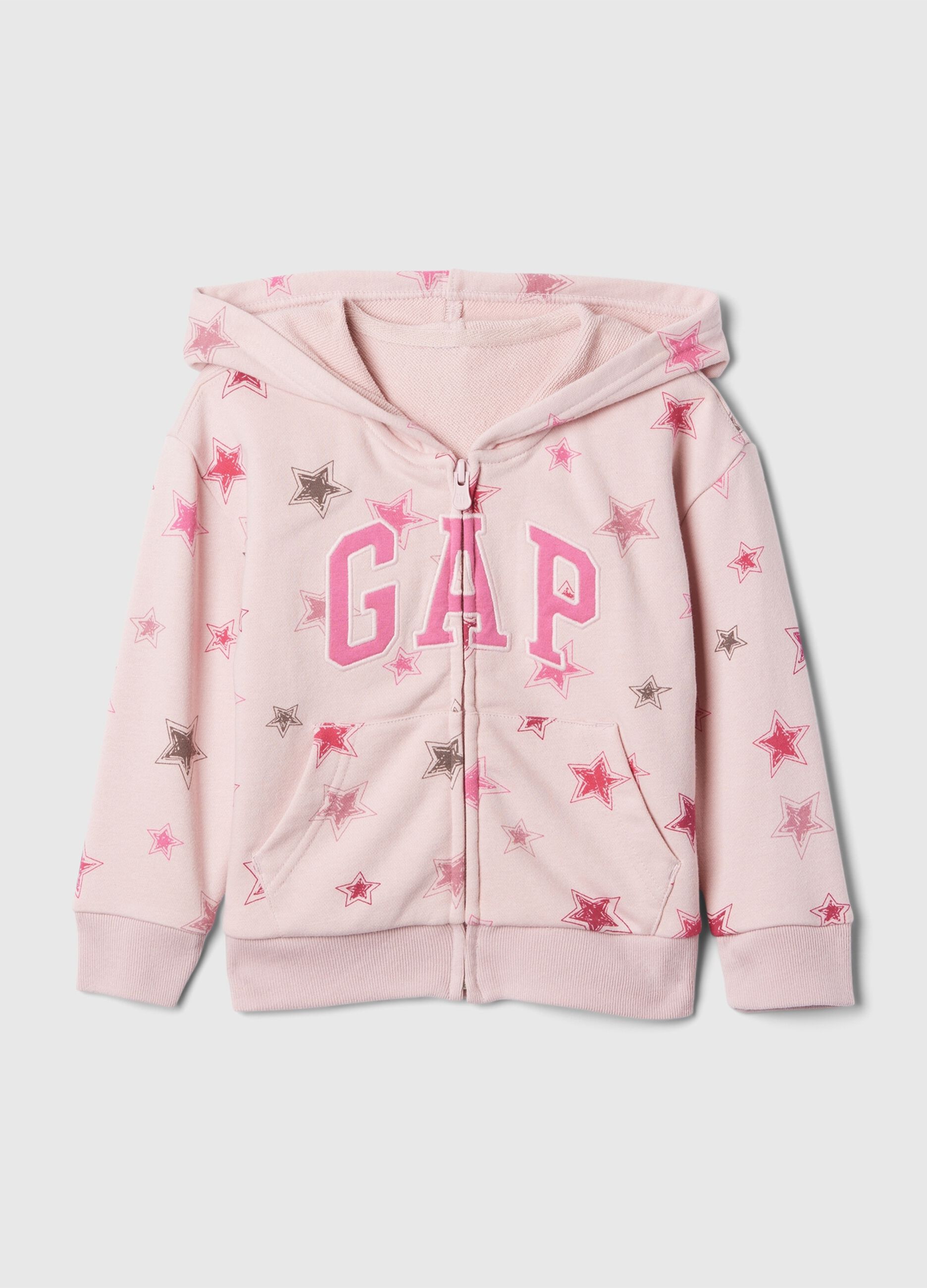 Full-zip con cappuccio con stampa e ricamo logo