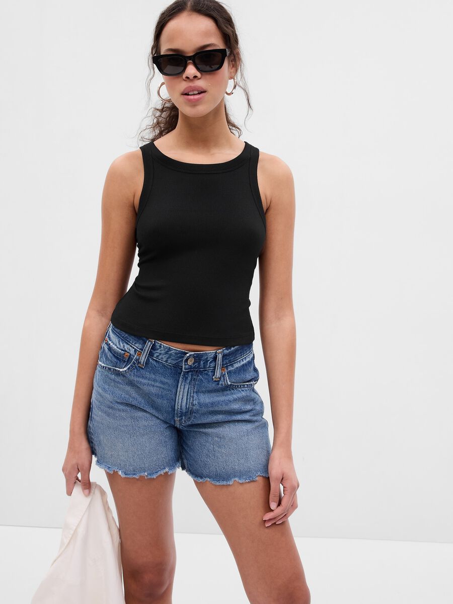 Stretch ribbed crop top Woman_0