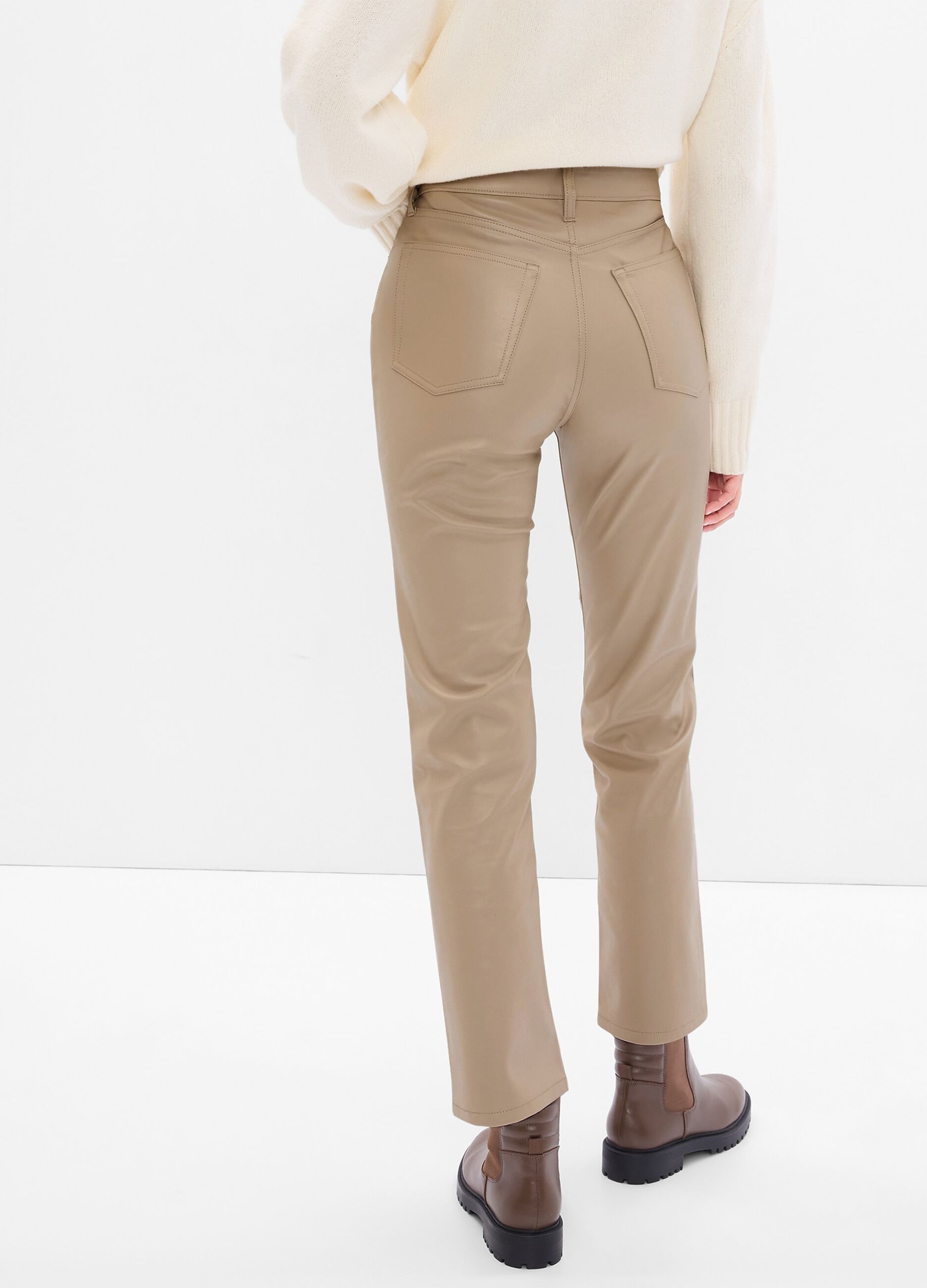 Pantalone straight fit effetto lucido_2