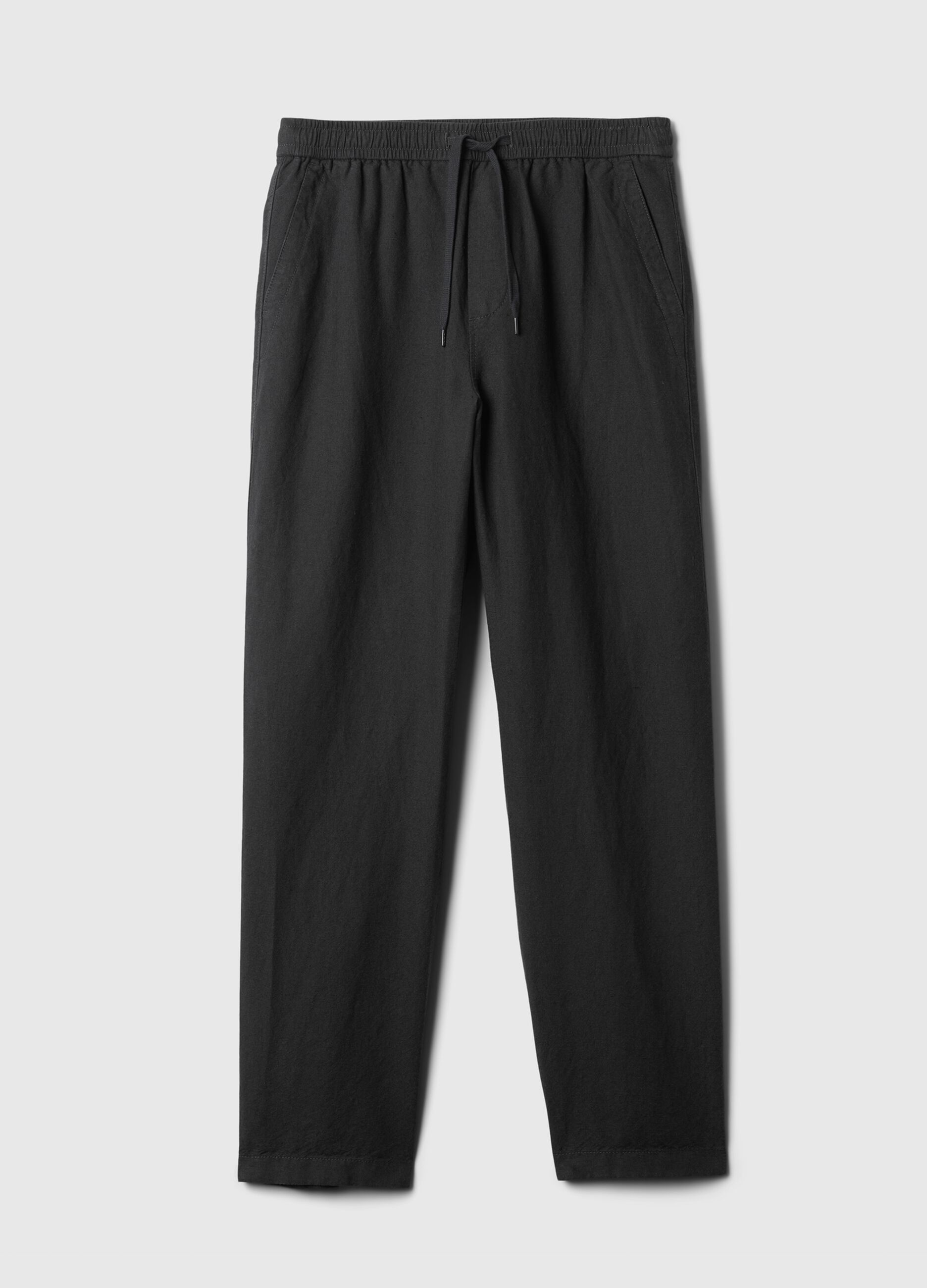 Pantalone pull-on in lino e cotone_3