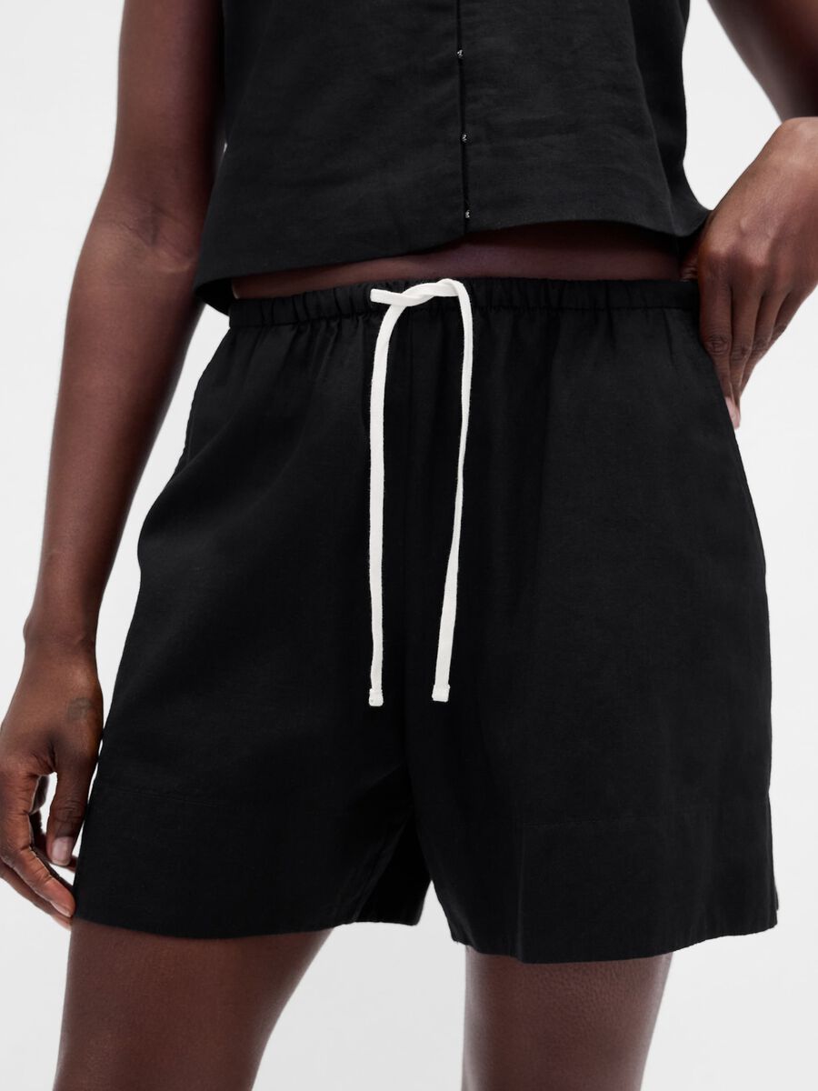 Shorts in misto lino Donna_4