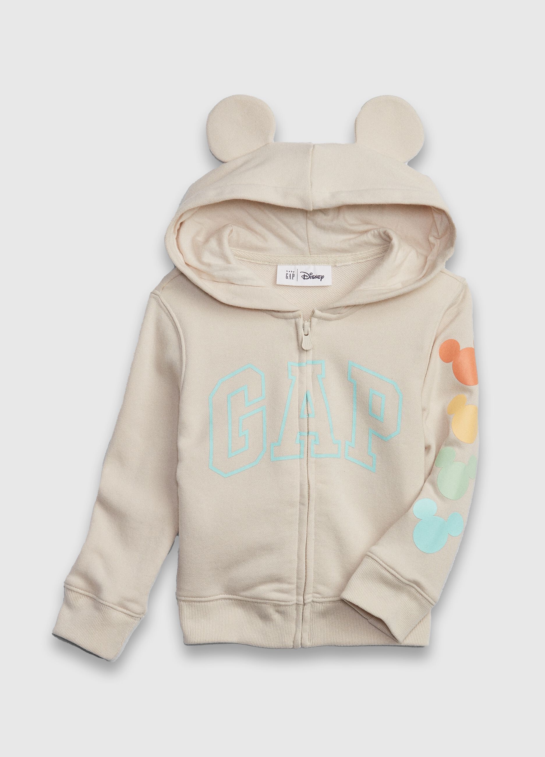Full-zip sweatshirt with hood and logo and Disney print