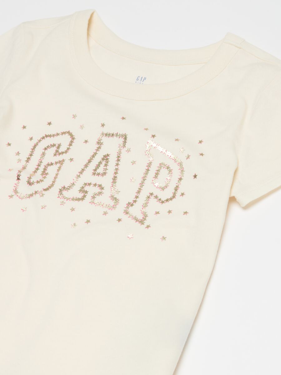 T-shirt stampa logo con stelline Bambina_2