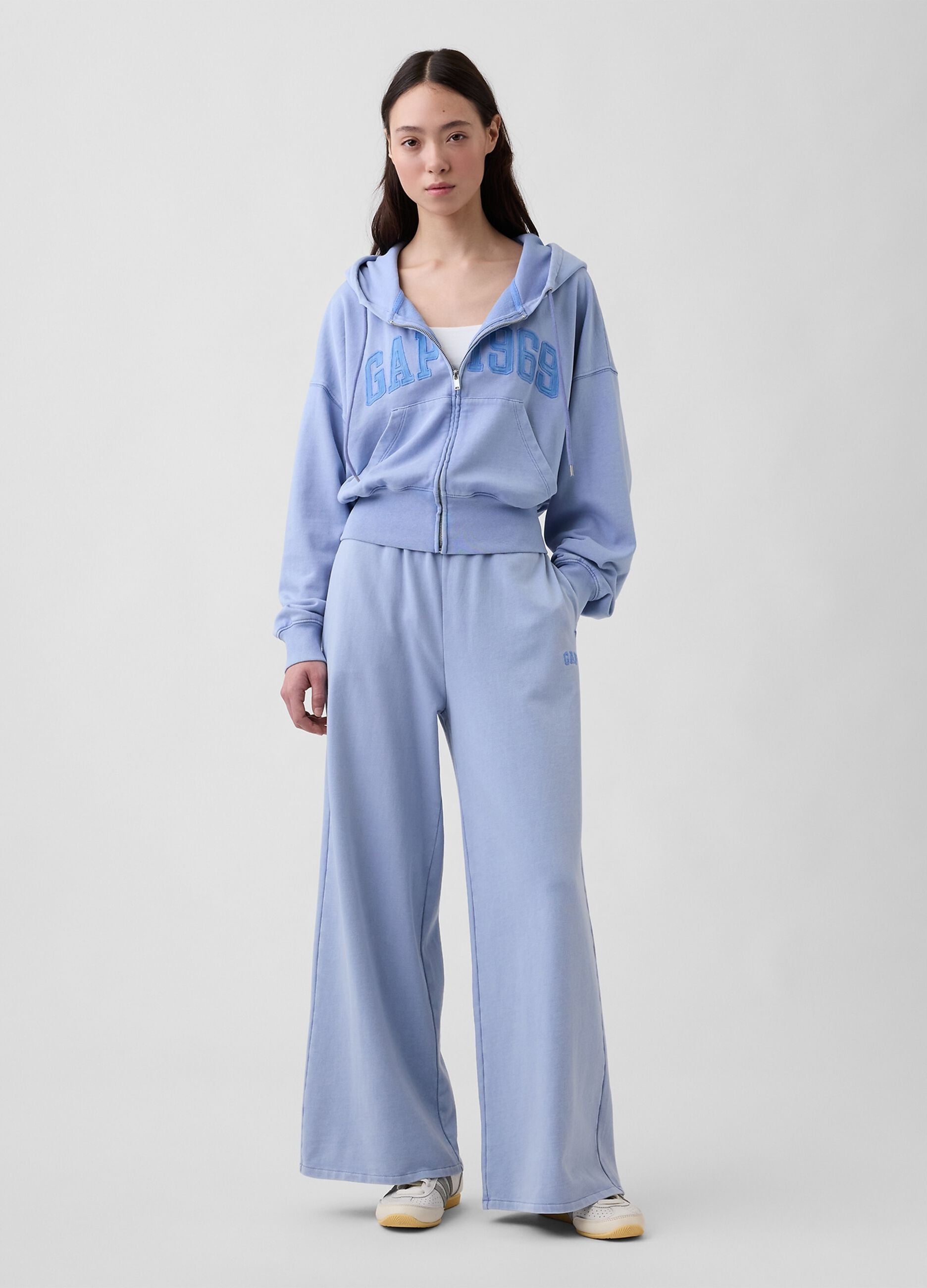 Felpa full zip in misto cotone con logo GAP e cappuccio 