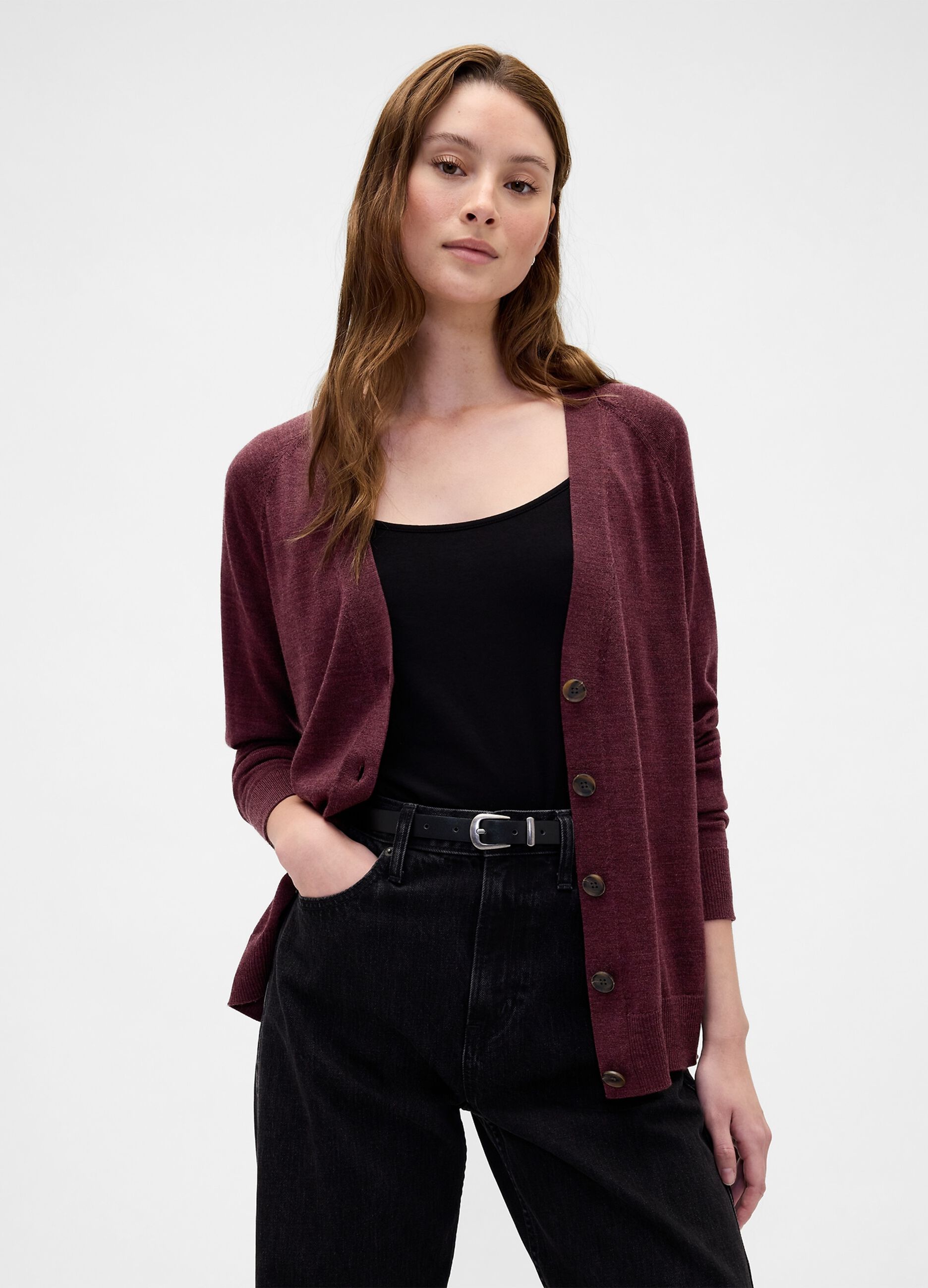 Purple Cardigan in Pure Wool