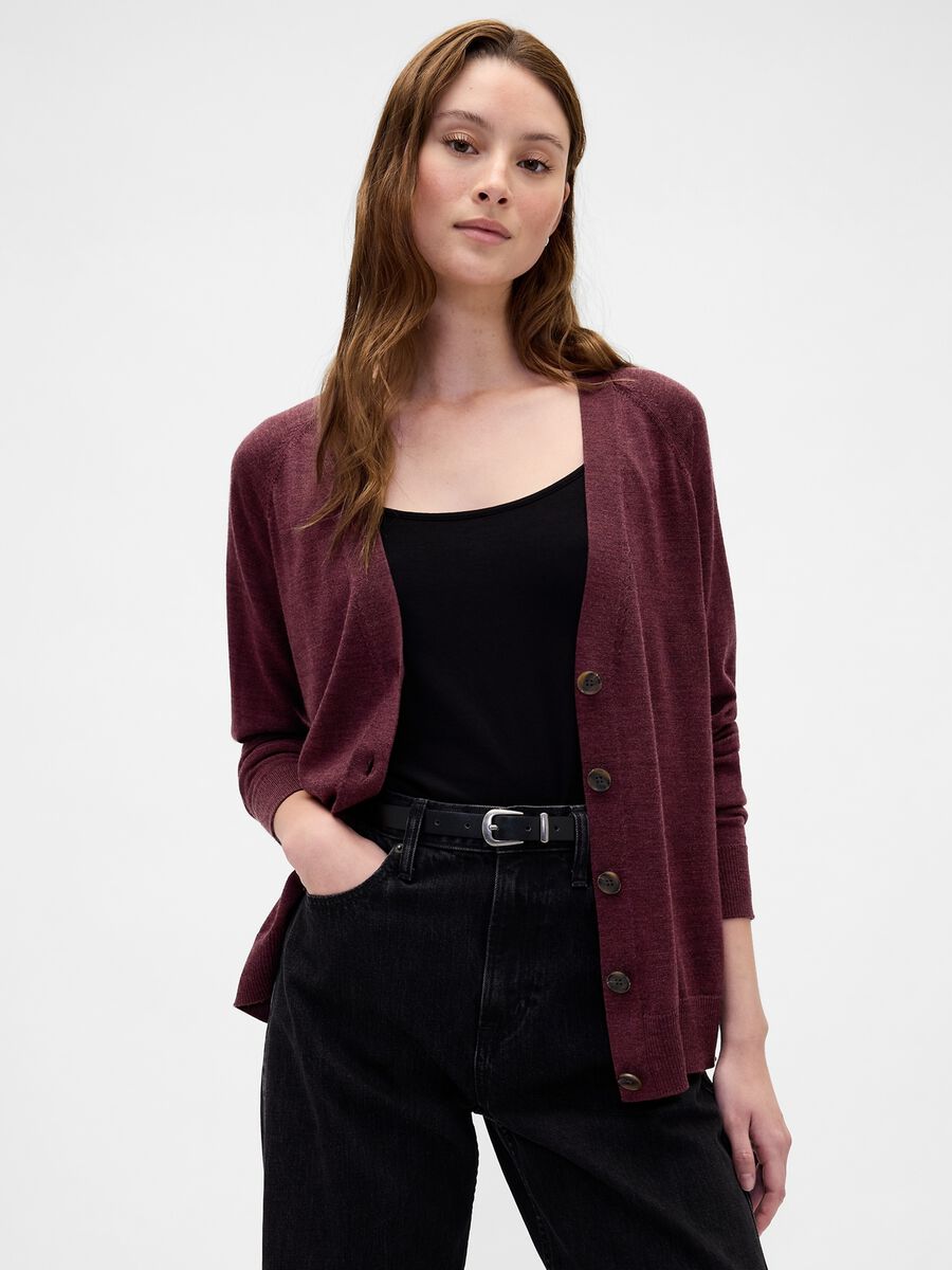 Purple Cardigan in Pure Wool Woman_0