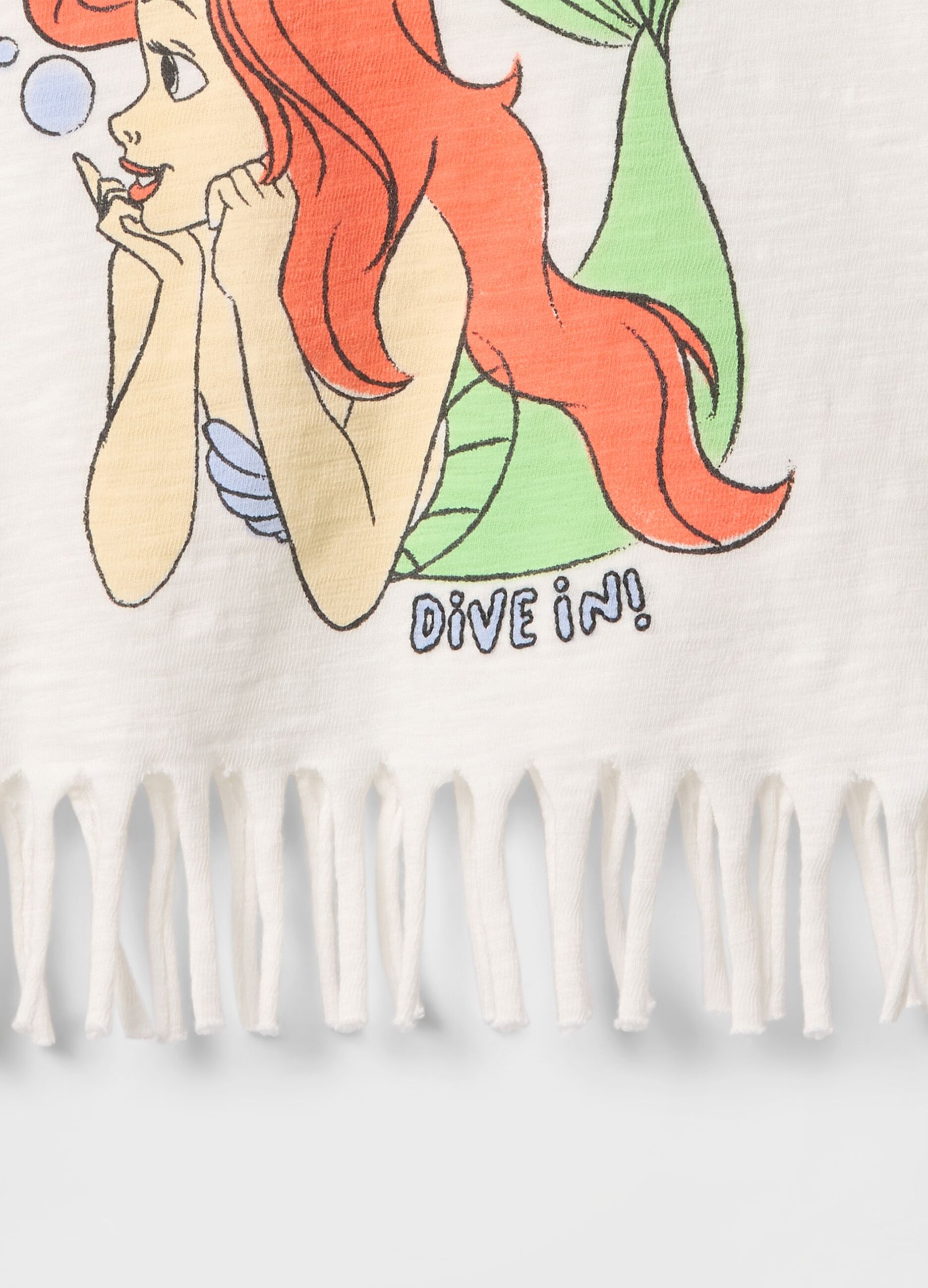 T-shirt bianca a frange con stampa sirena GAP Kids_2