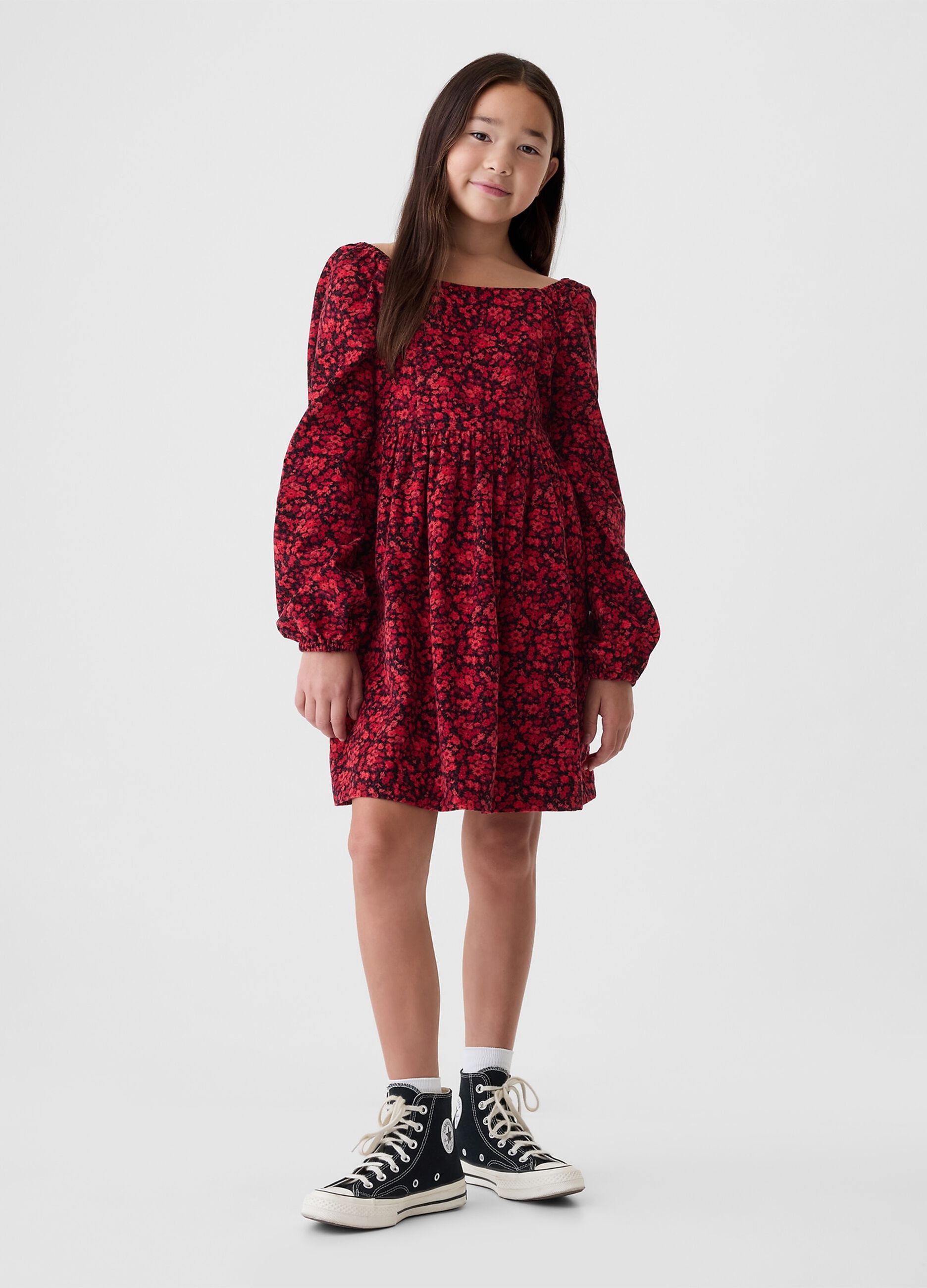 Vestito in cotone con maniche a sbuffo