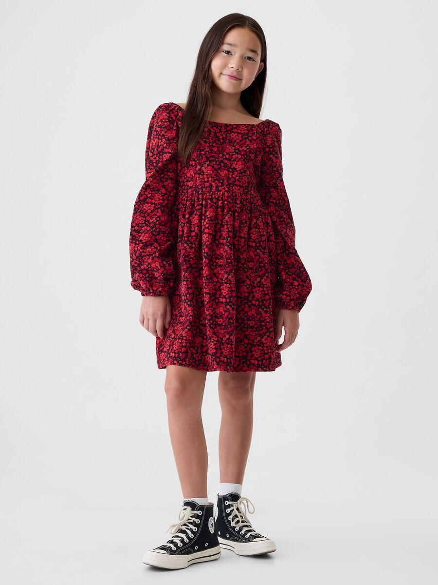 Vestito in cotone con maniche a sbuffo Bambina_0