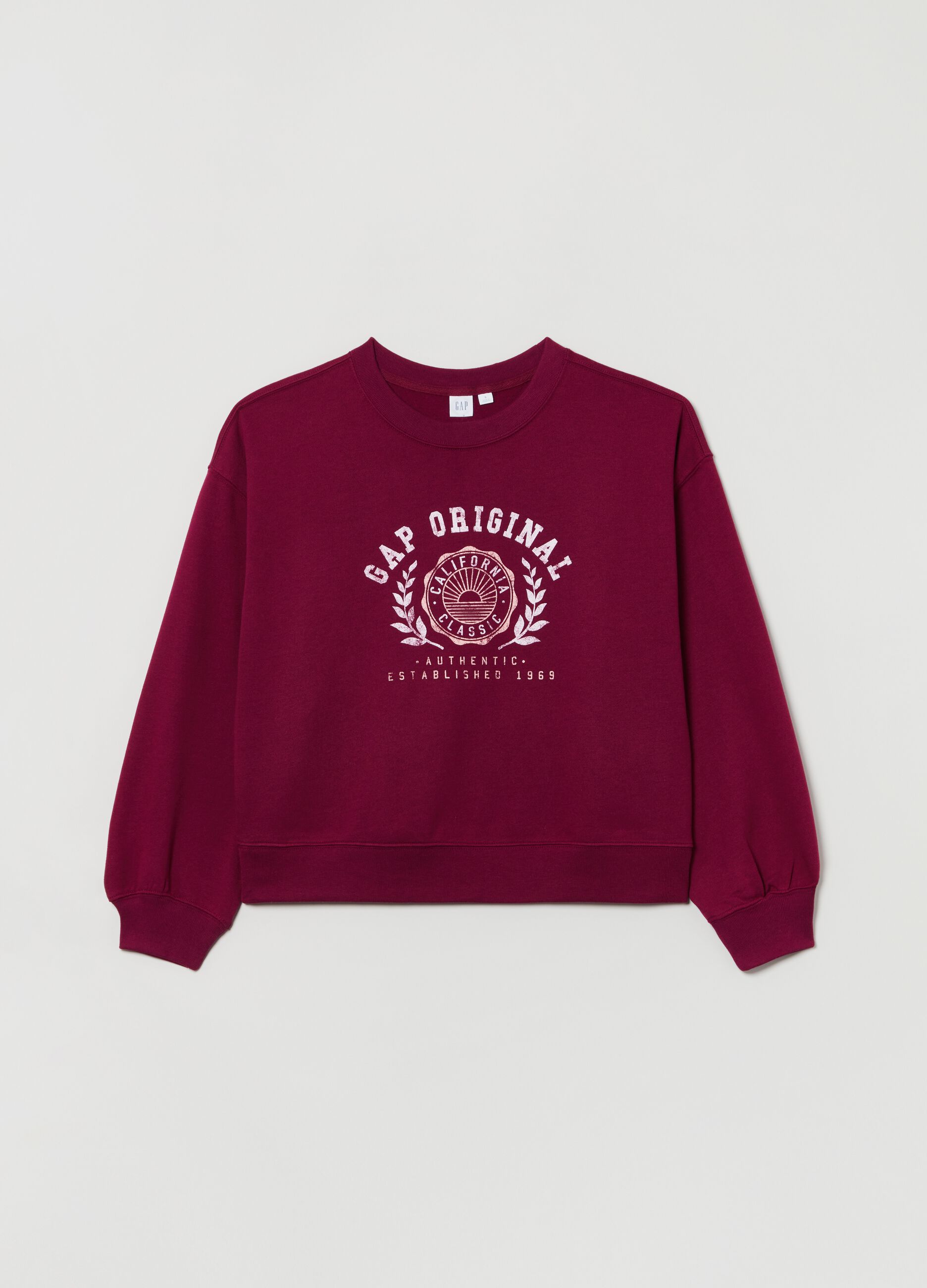 Round neck sweatshirt with Vintage-effect print