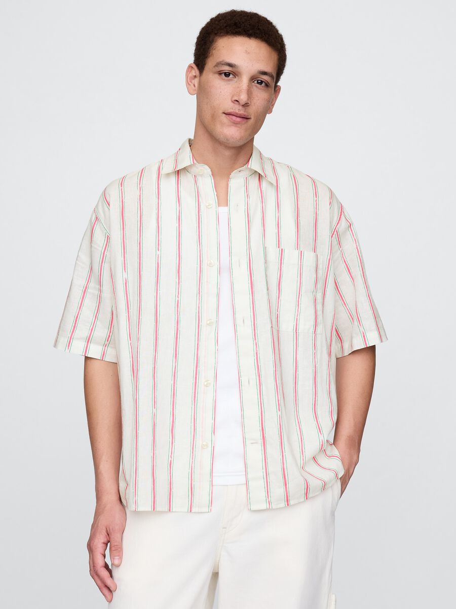 Camicia a righe in cotone Uomo_0