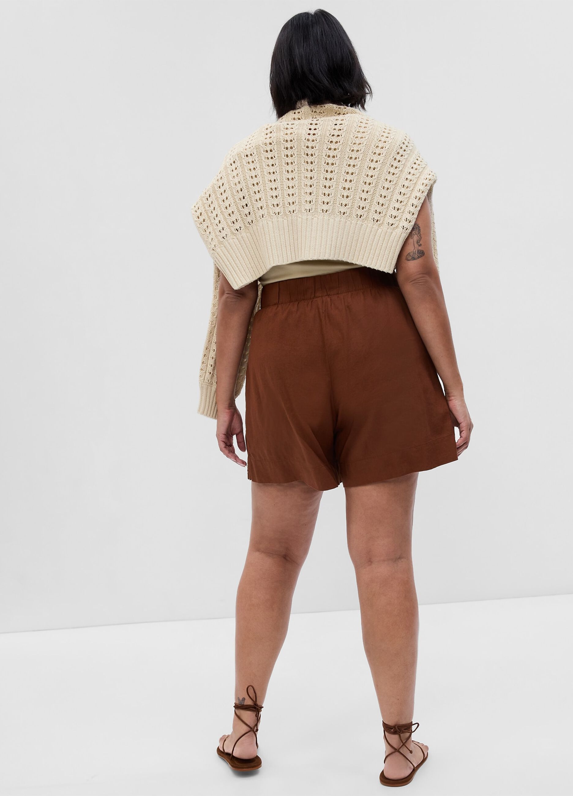 Linen and viscose pull-on shorts_4