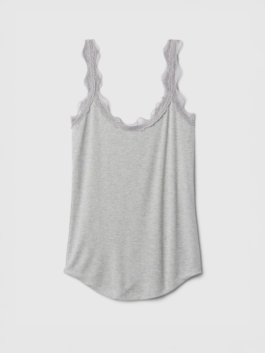 Pigiama grigio elasticizzato con dettagli in pizzo Donna_4