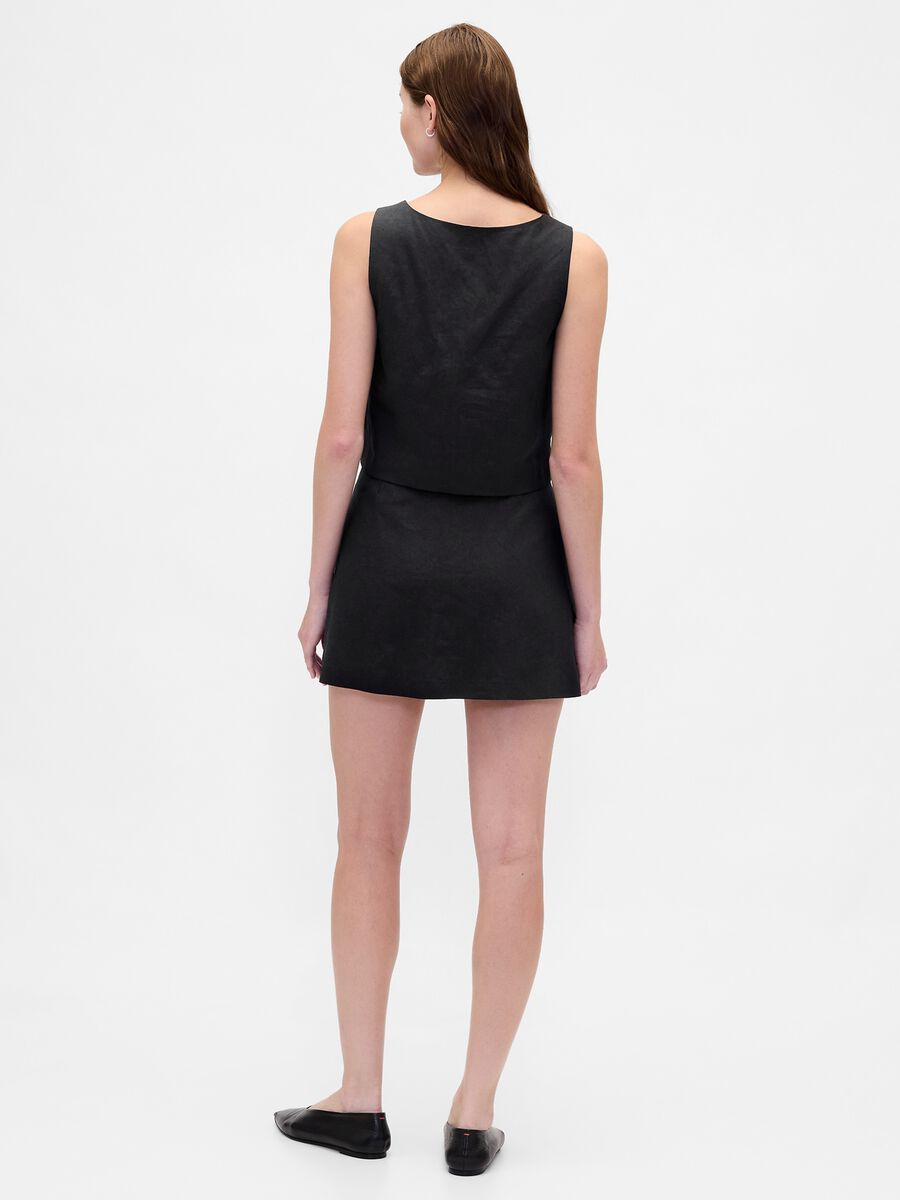 Black Linen Blend Regular Fit Skirt Woman_2