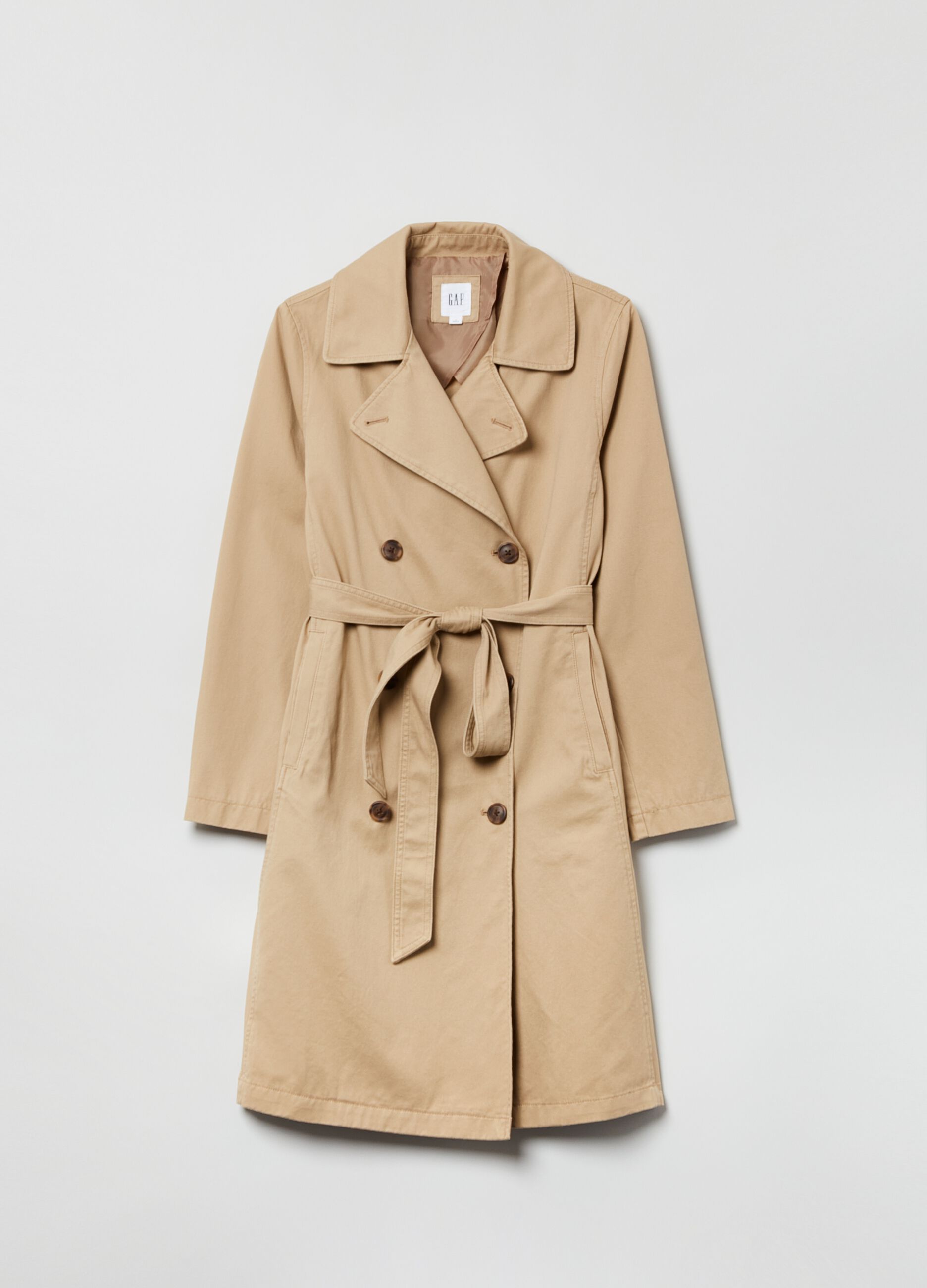 Double-breasted trench with belt
