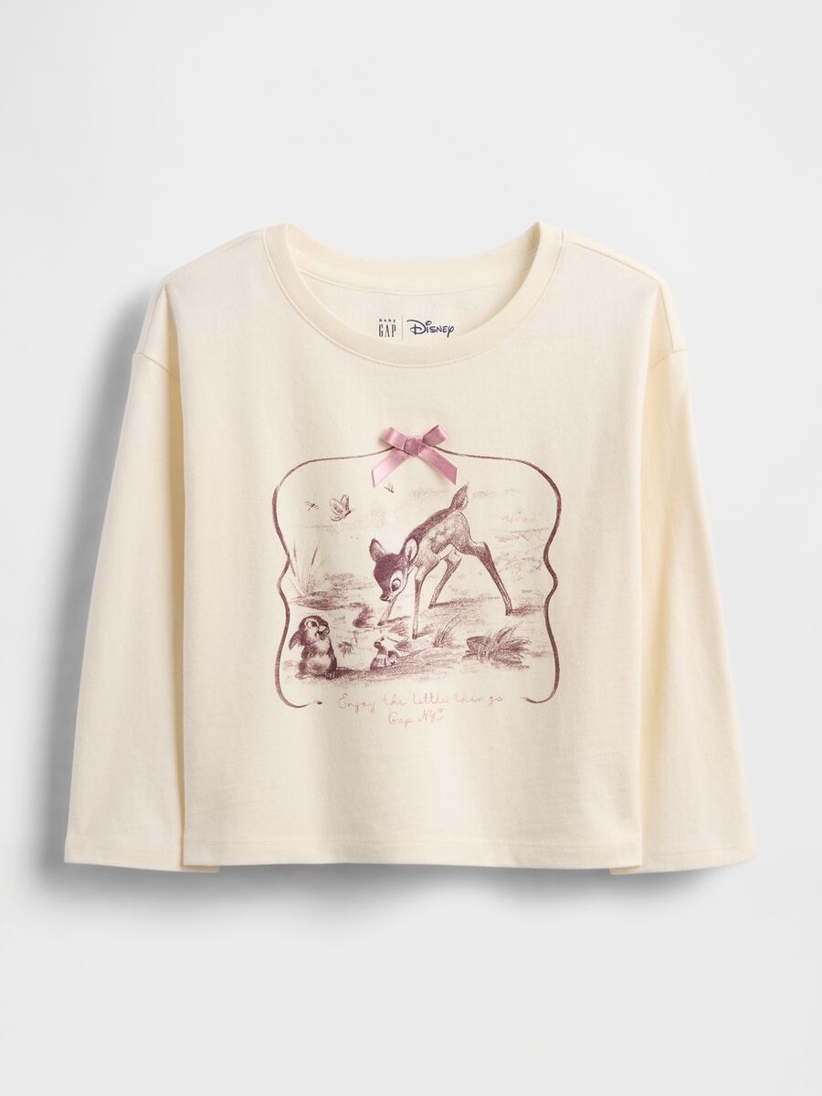 T-shirt beige a maniche lunghe in cotone Bimba_0