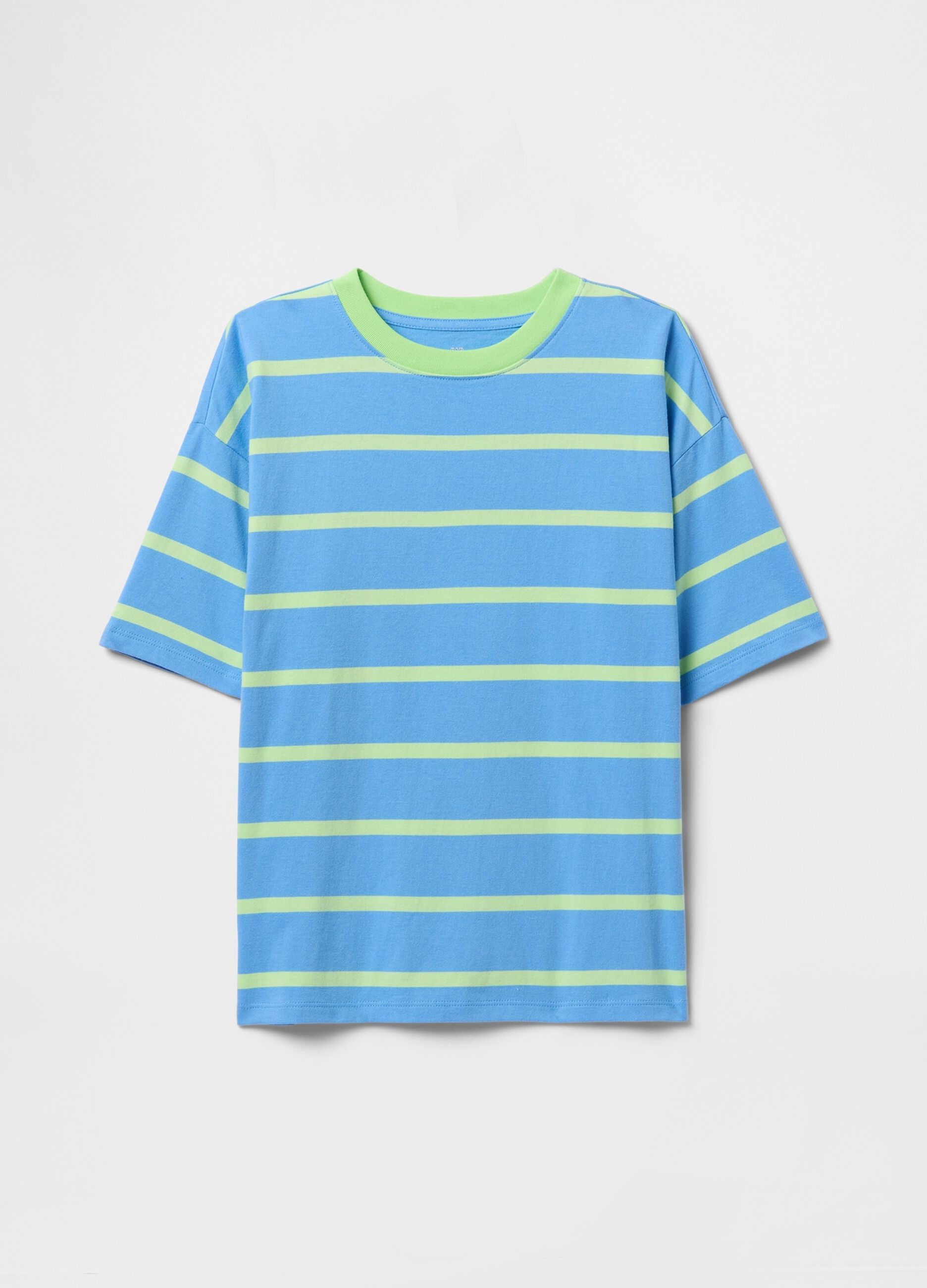 T-shirt oversize a righe azzurre e verdi