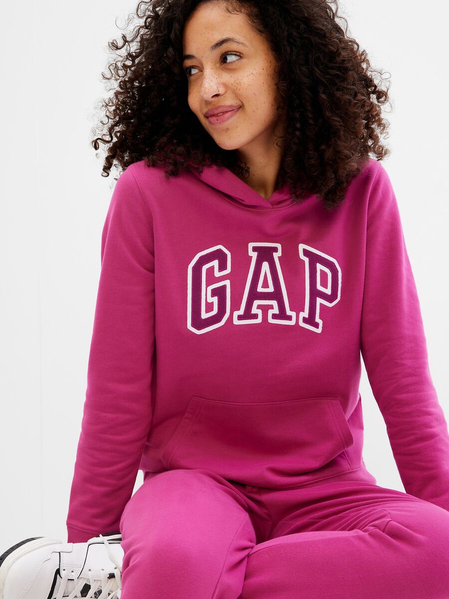 Felpa con cappuccio ricamo logo Donna_0