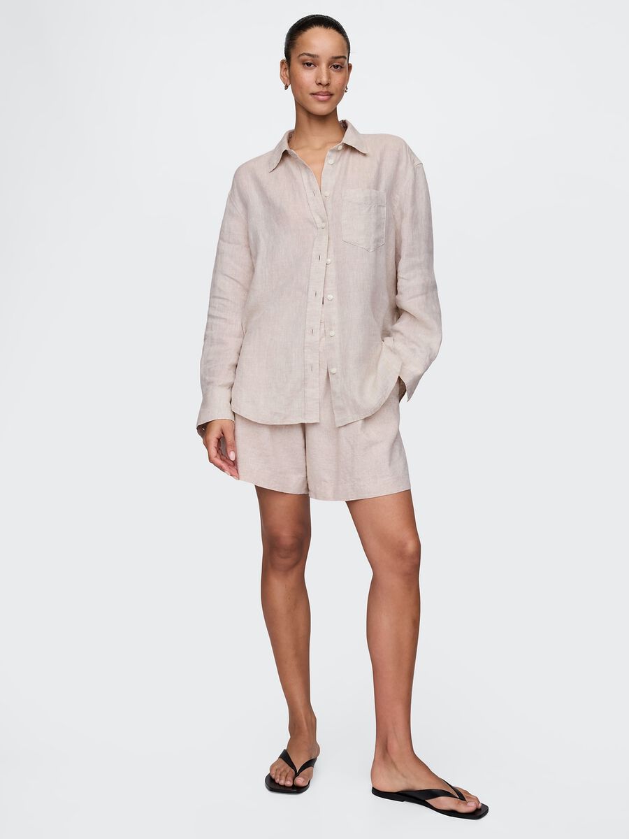 Beige Gap Shorts in Linen and Viscose Woman_0