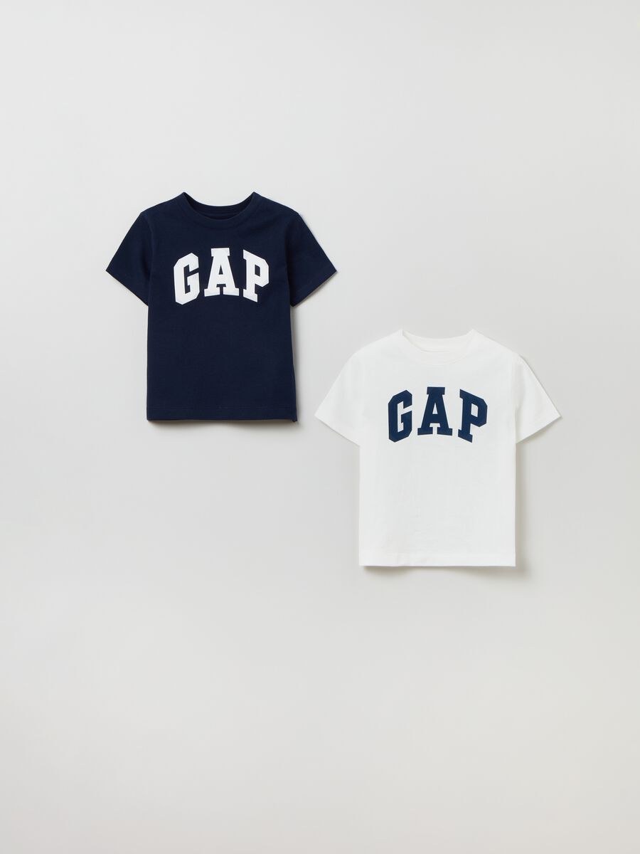 Bipack t-shirt in cotone con stampa logo Bambino_0
