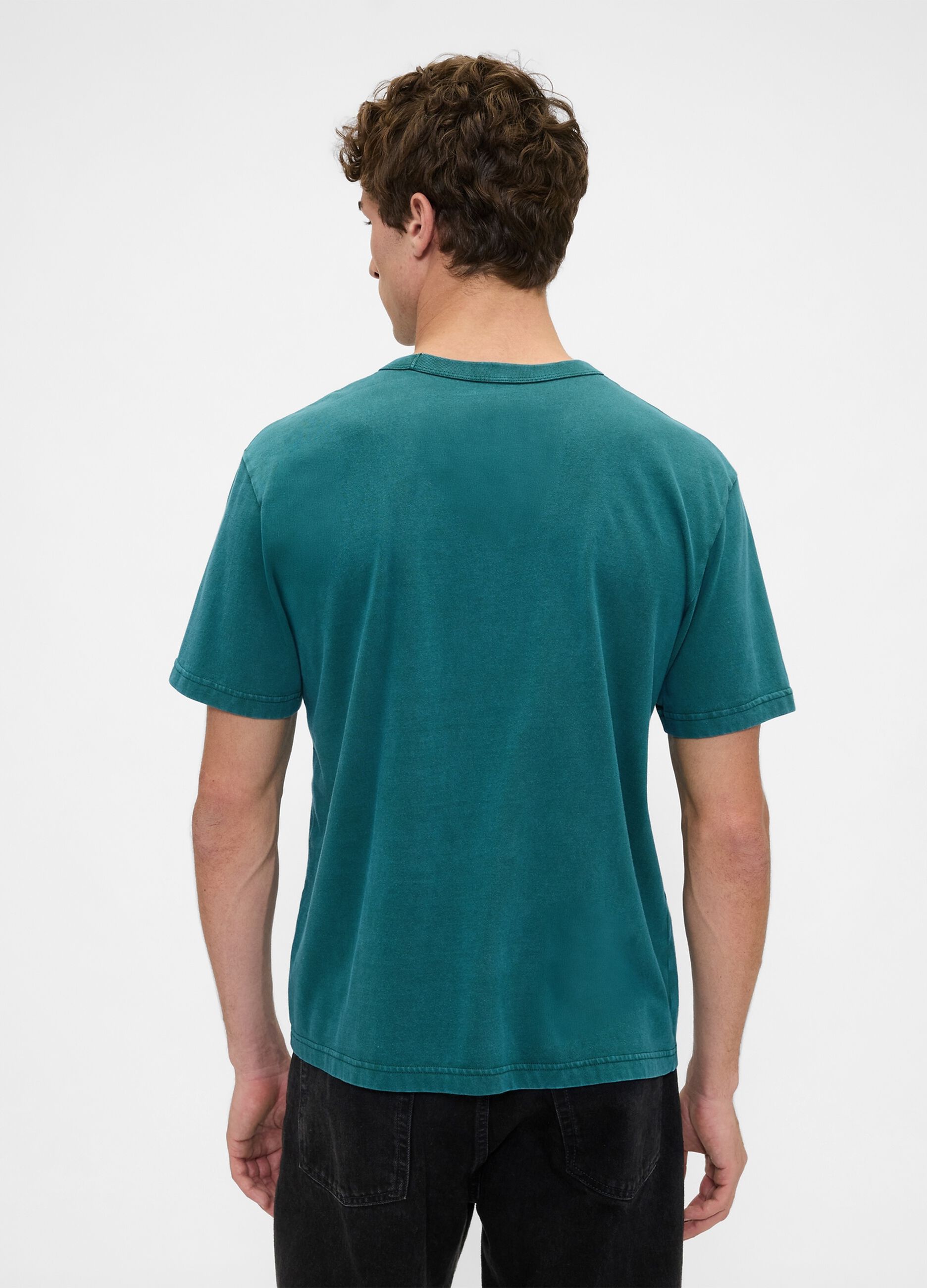 T-shirt verde a maniche corte in cotone_1
