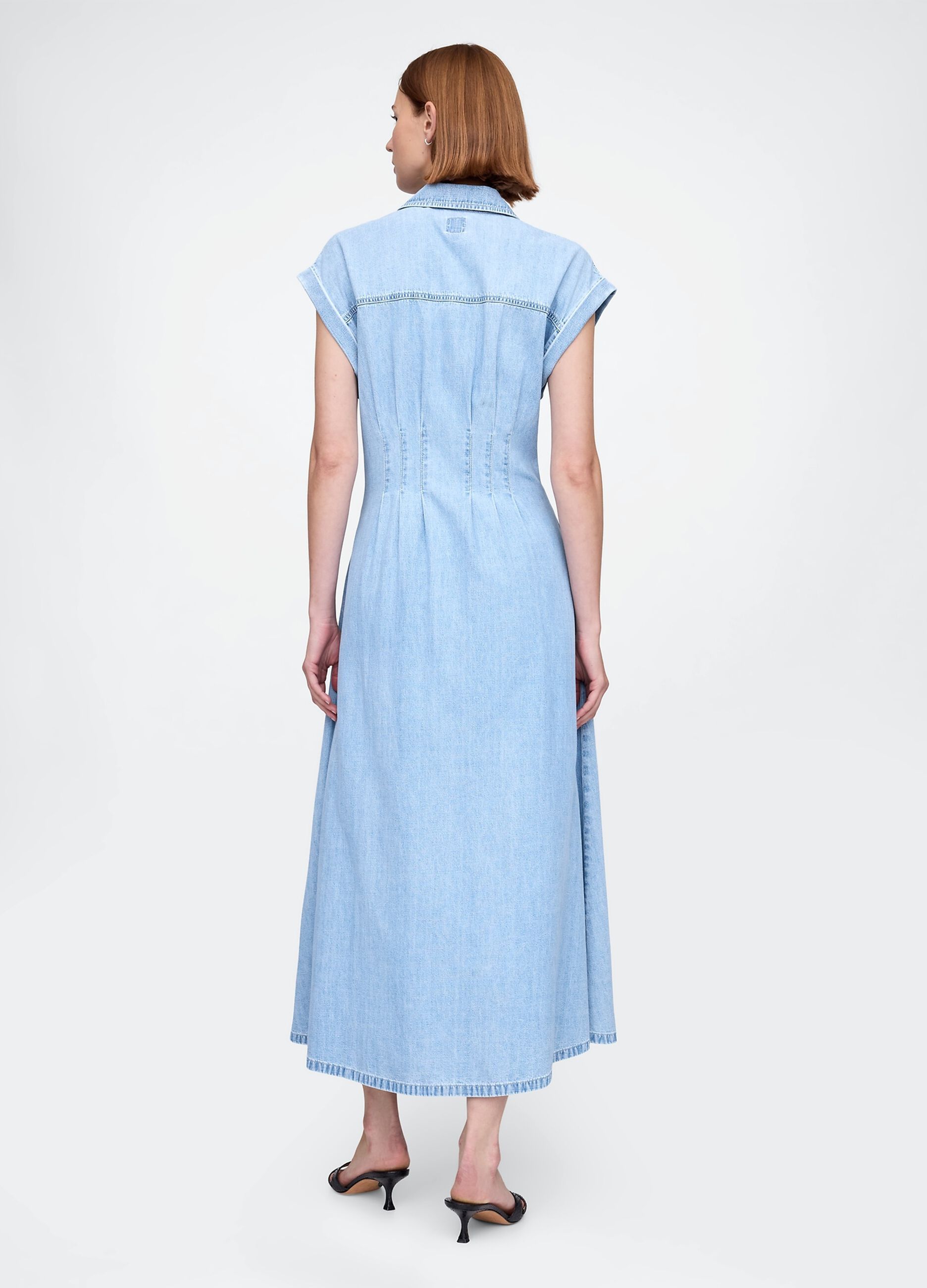 Vestito lungo denim in cotone_2