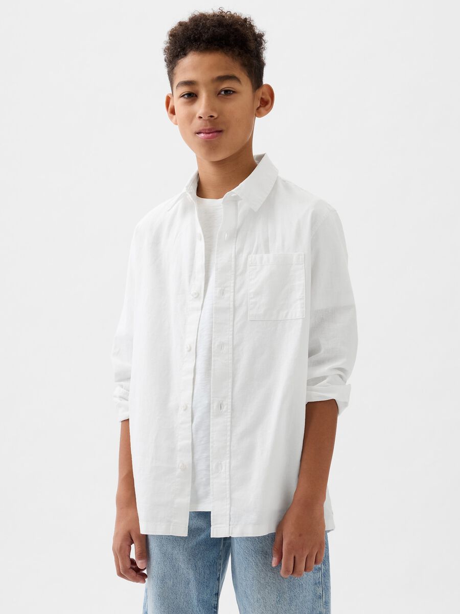 Camicia in lino e cotone Bambino_0