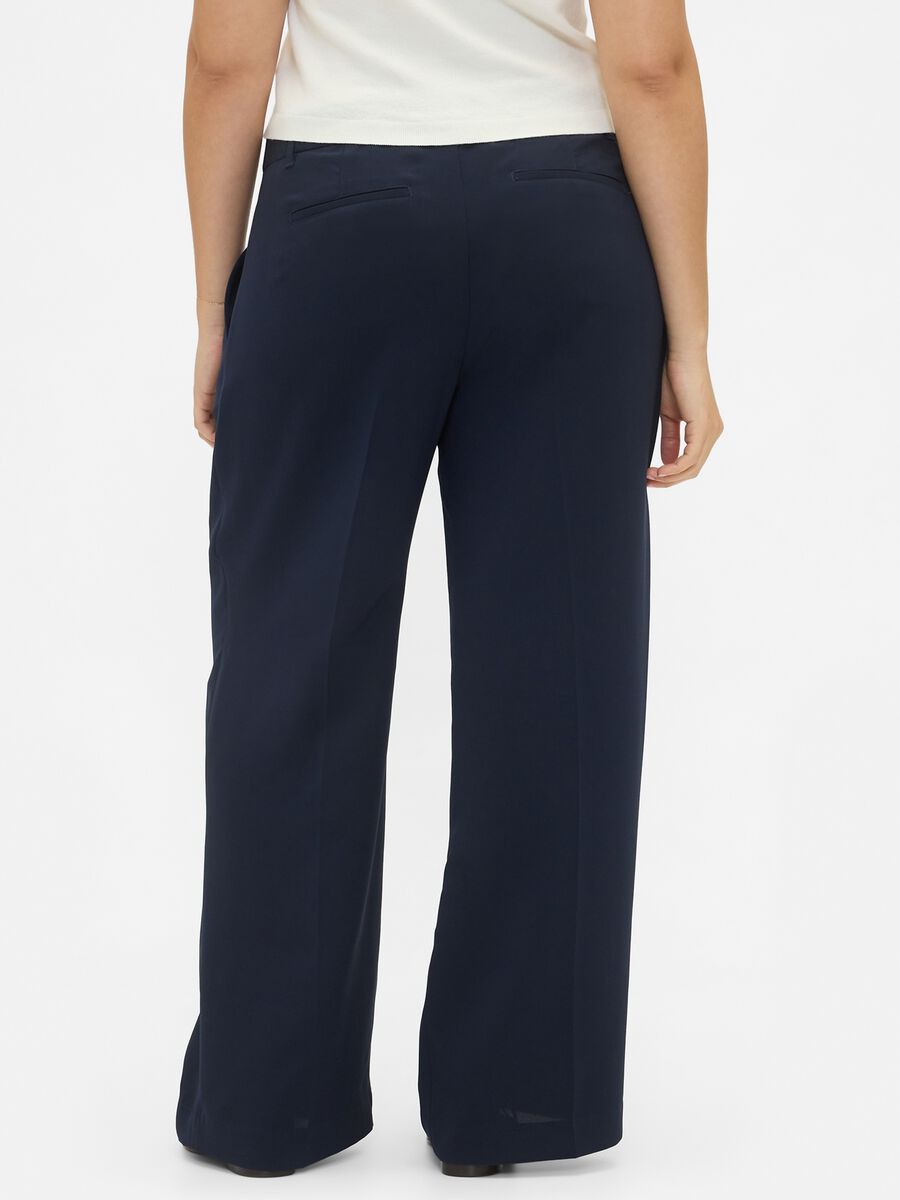 Wide-leg blue trousers in stretchy fabric Woman_5