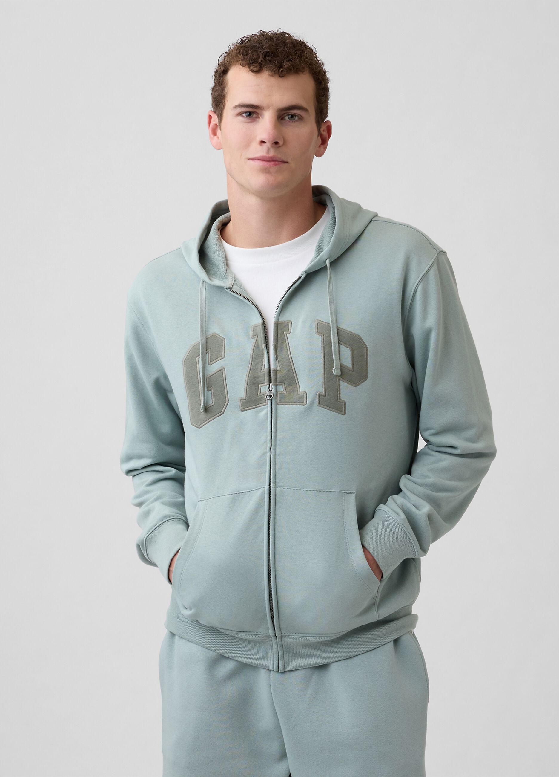 Felpa con cappuccio e logo in misto cotone