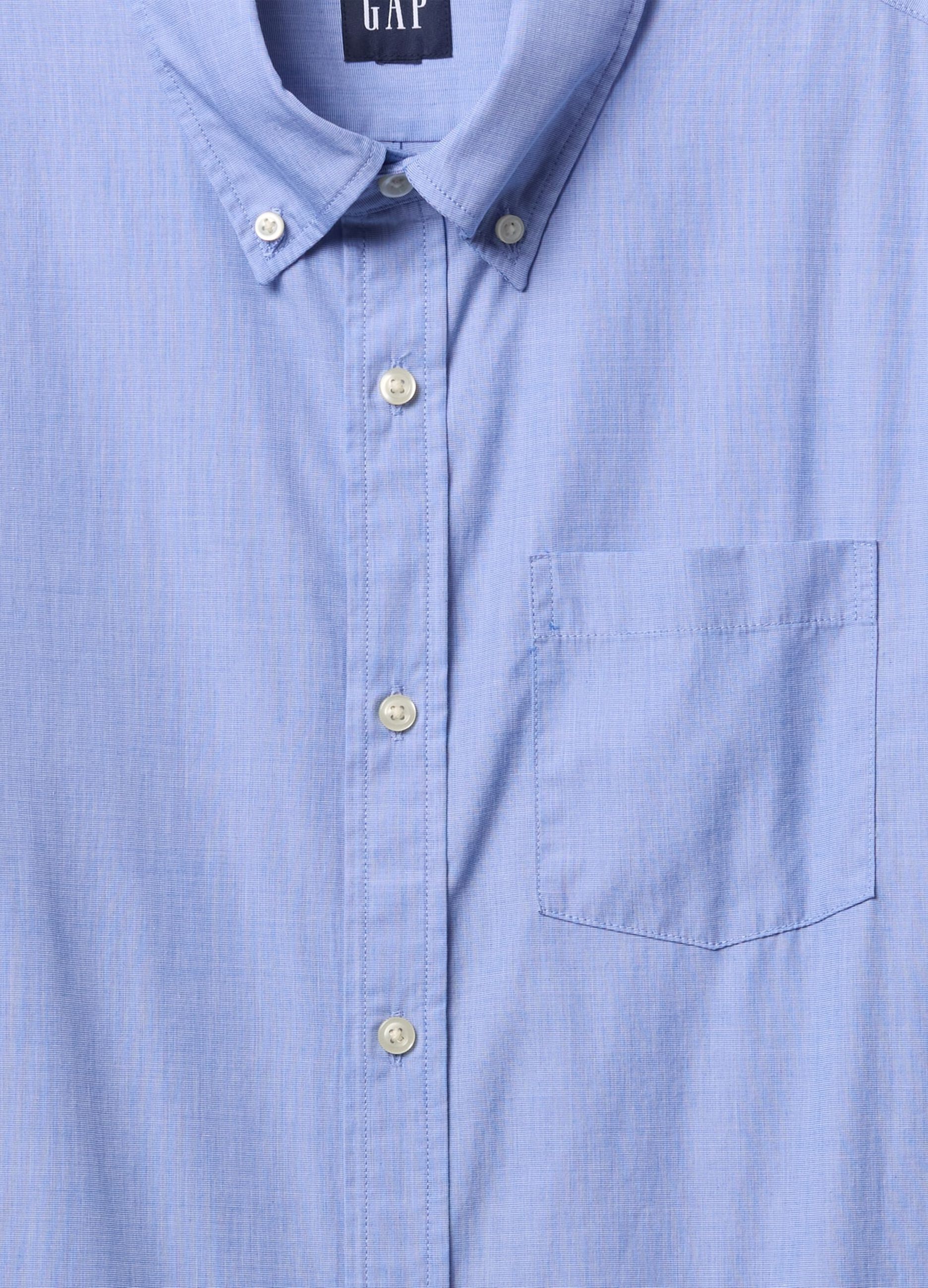 Camicia azzurra con taschino in cotone_4