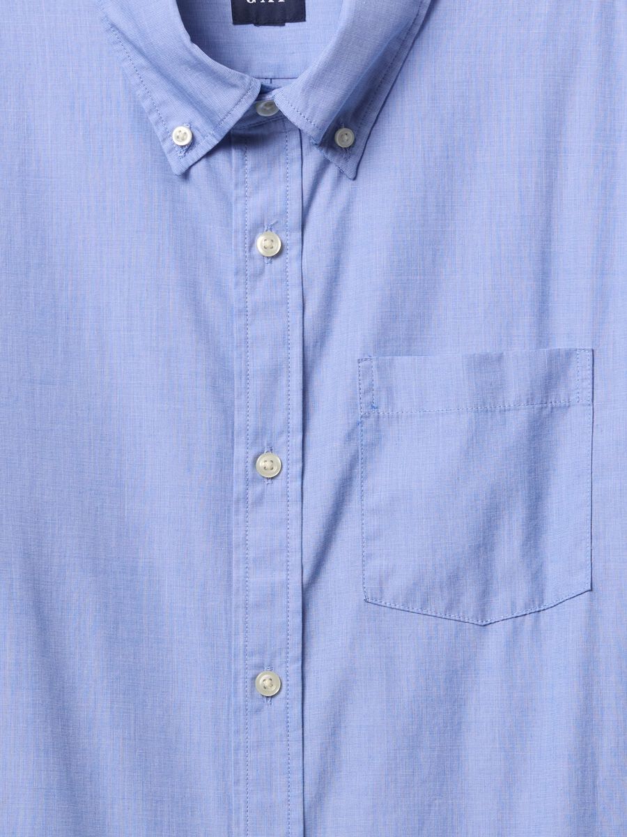 Camicia azzurra con taschino in cotone Man_4
