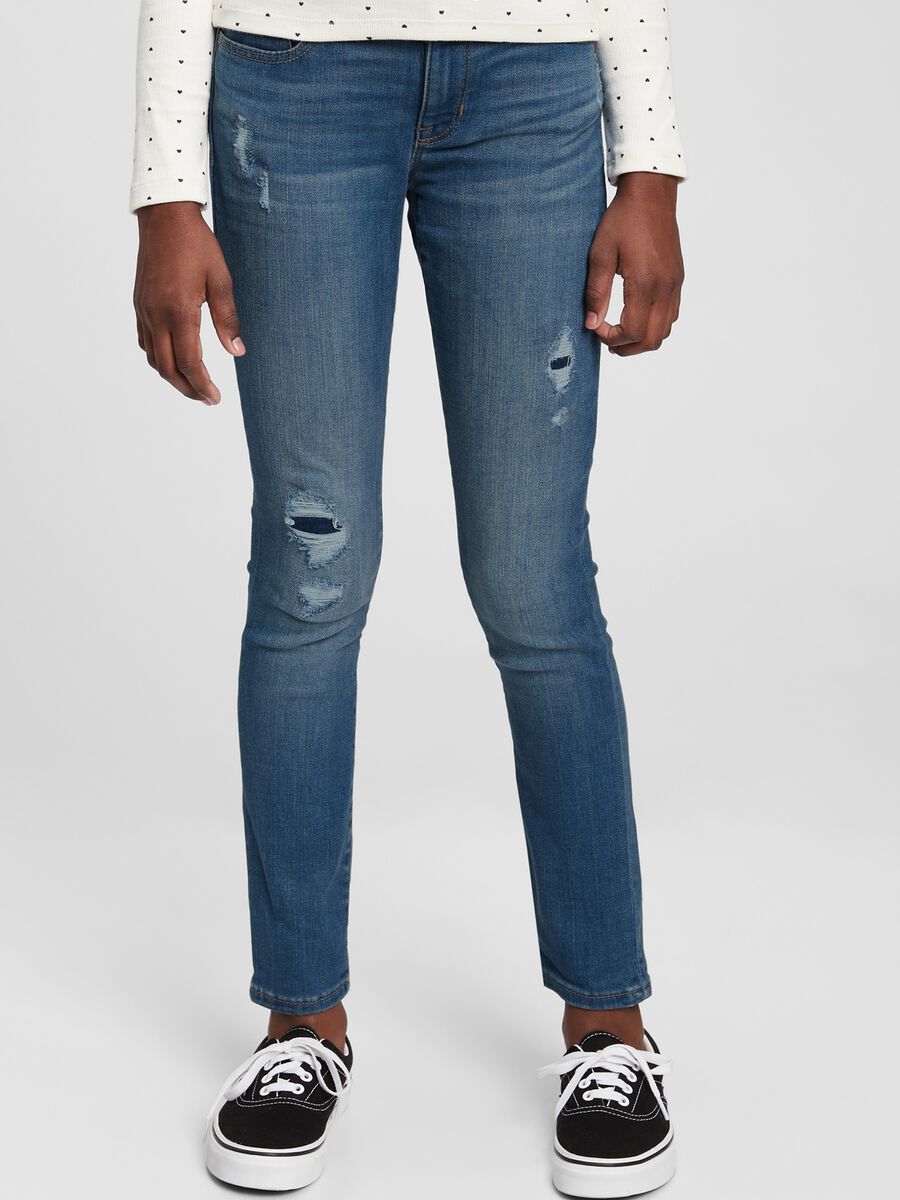 Skinny-fit jeans with abrasions Girl_0