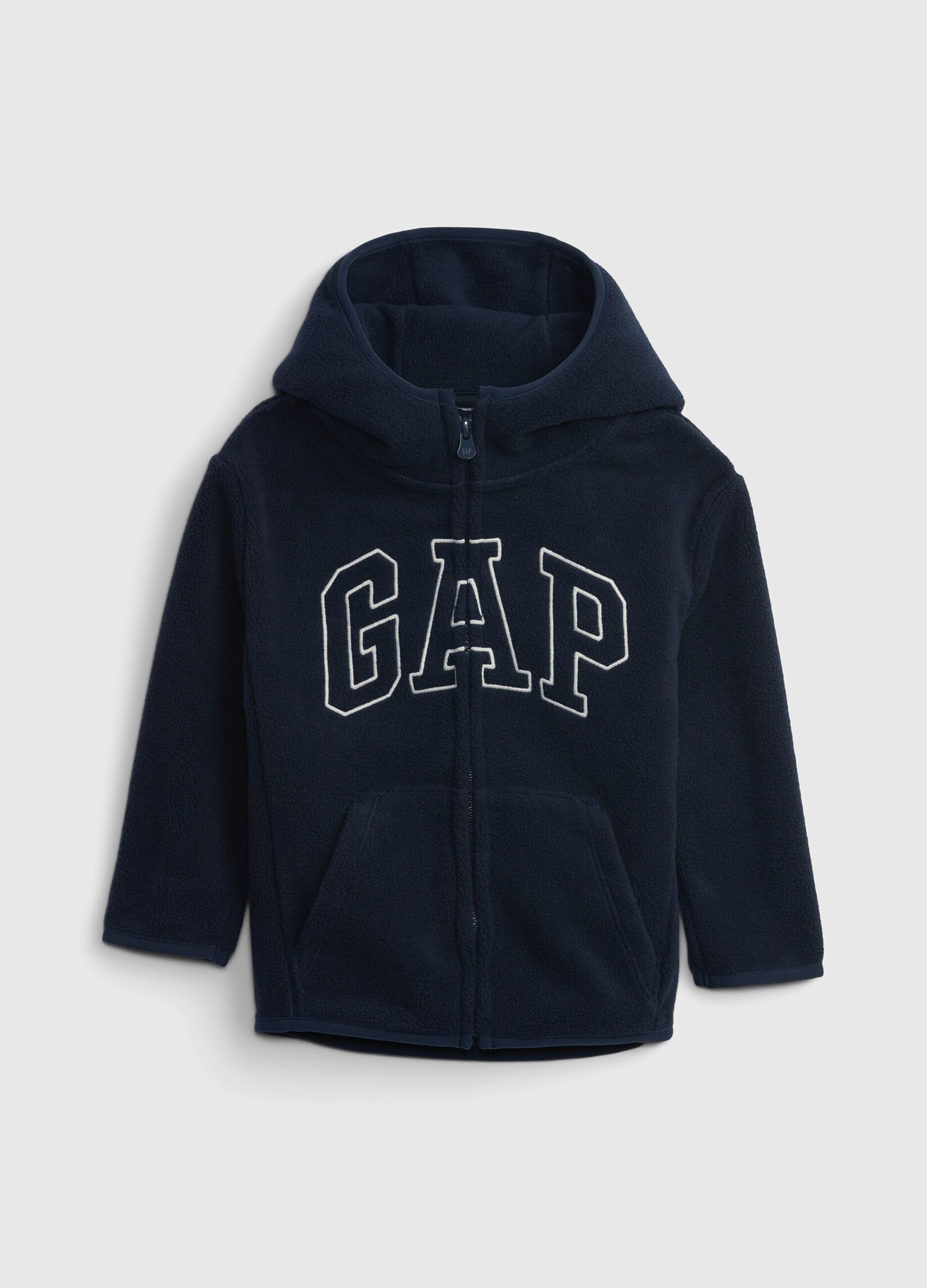 Full-zip fleece sweatshirt with logo embroidery
