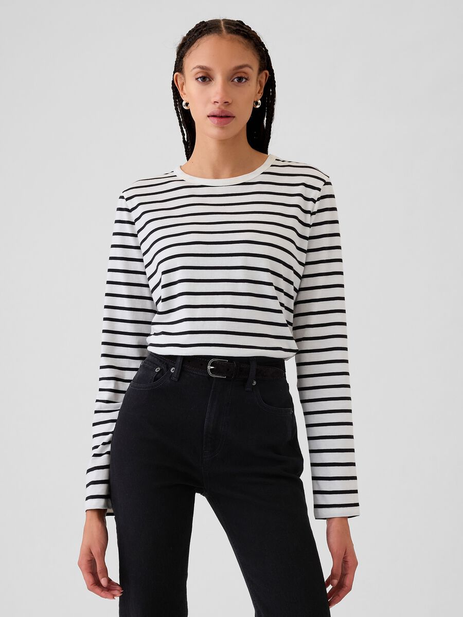 T-shirt a maniche lunghe in cotone Donna_0