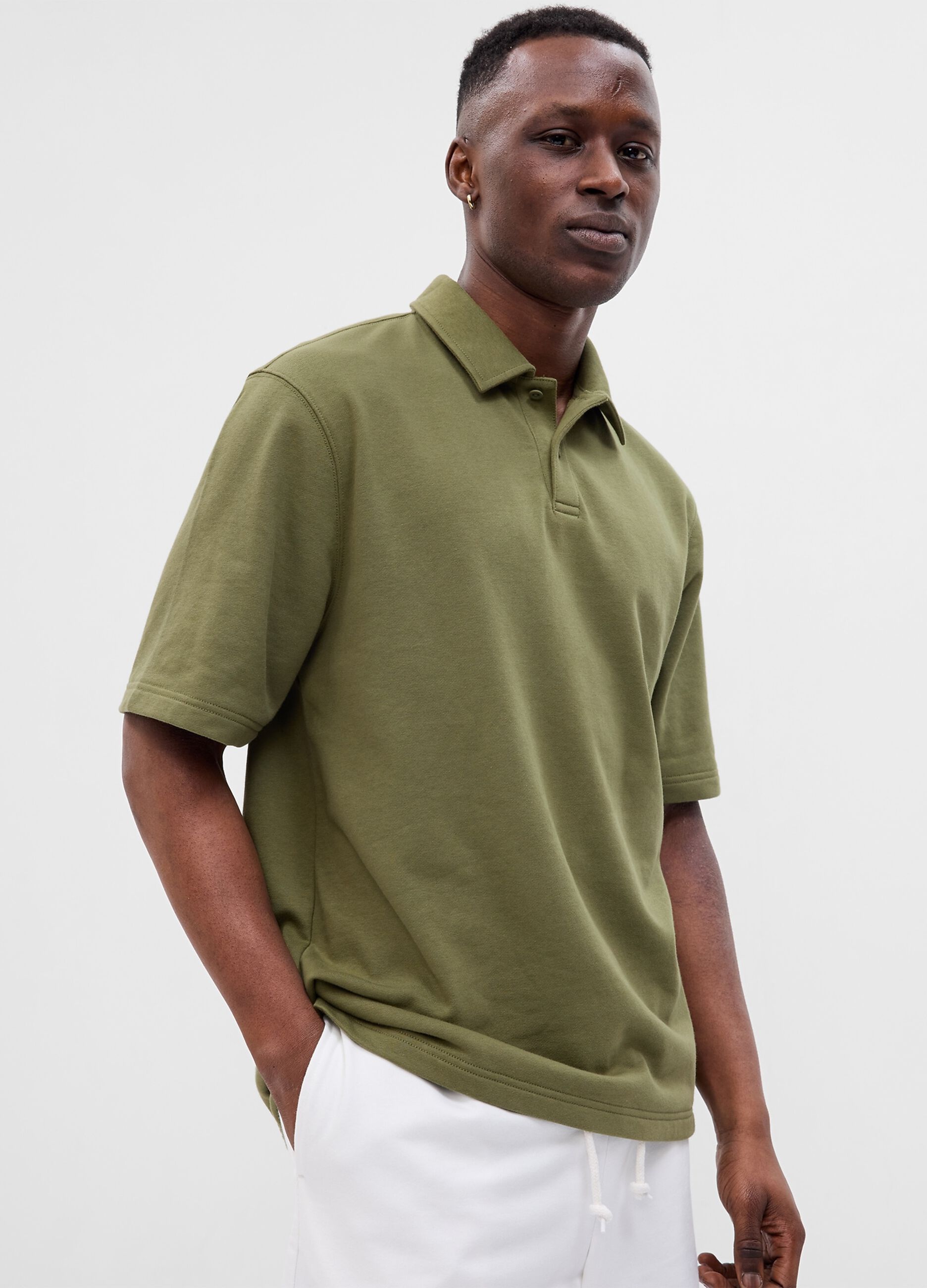 French terry polo shirt