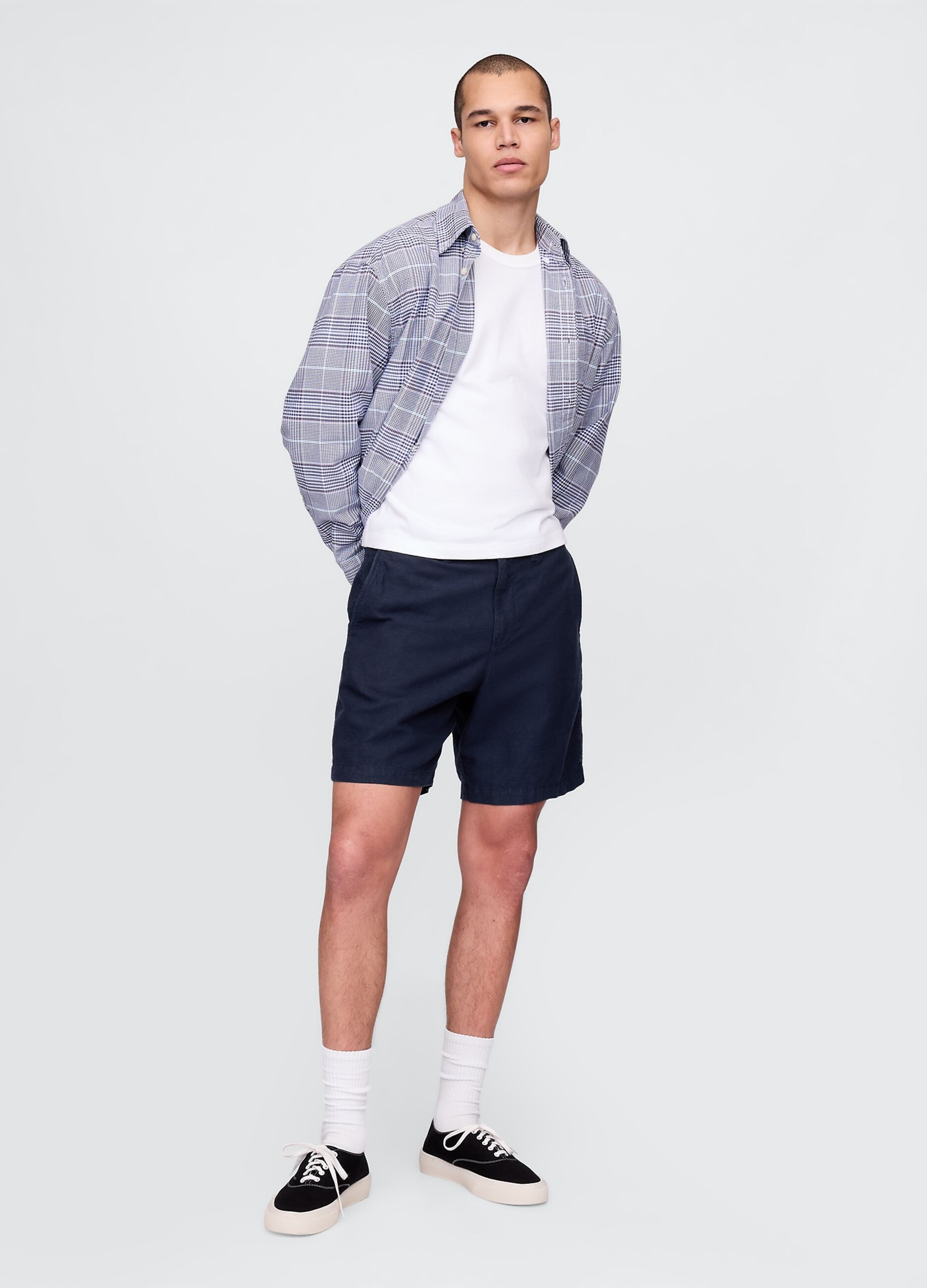 Shorts blu in lino e cotone Gap