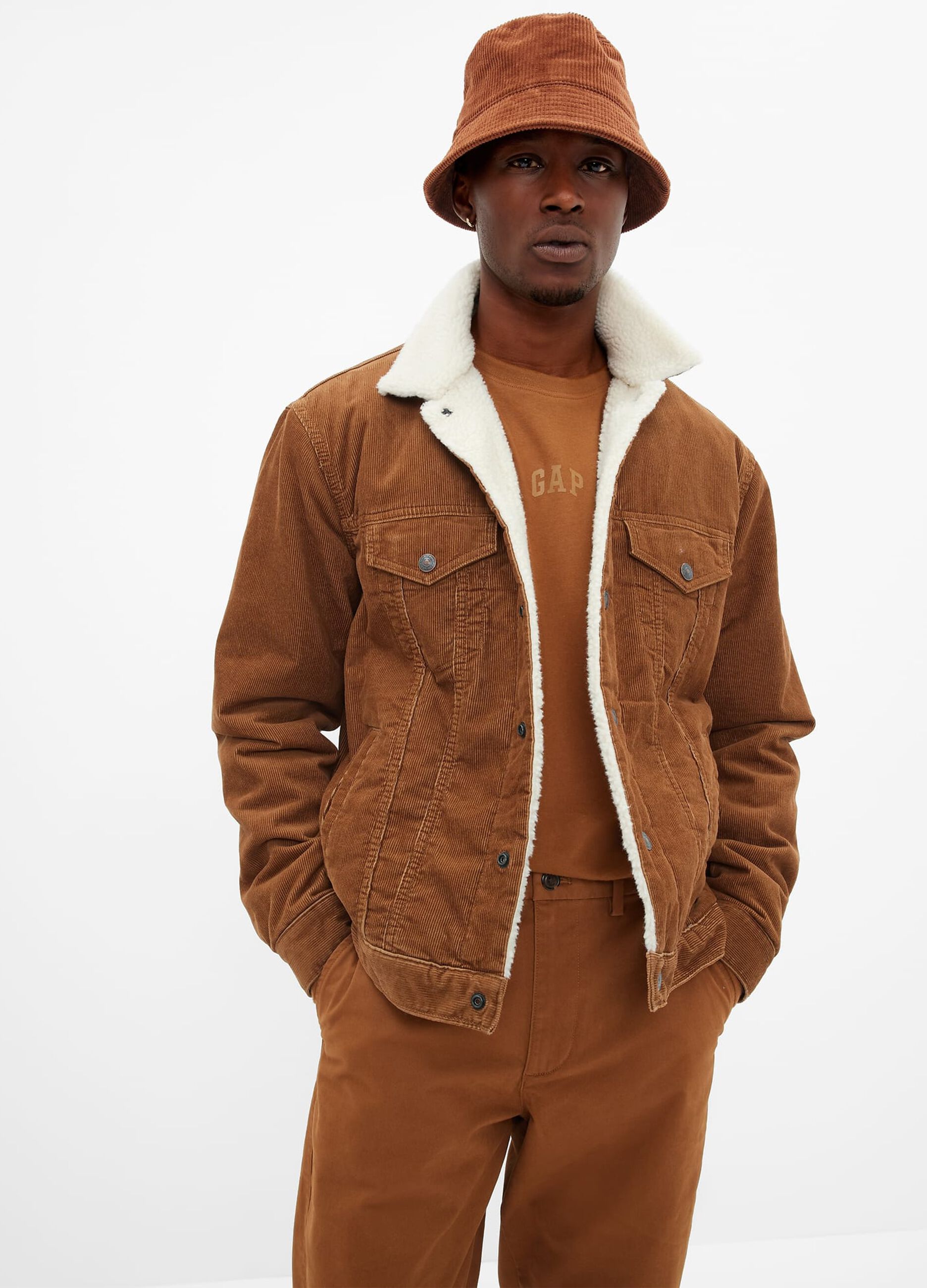 Corduroy jacket with sherpa lining
