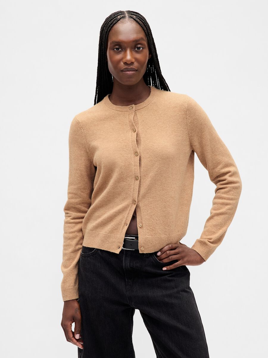 Beige cotton blend cardigan Woman_0