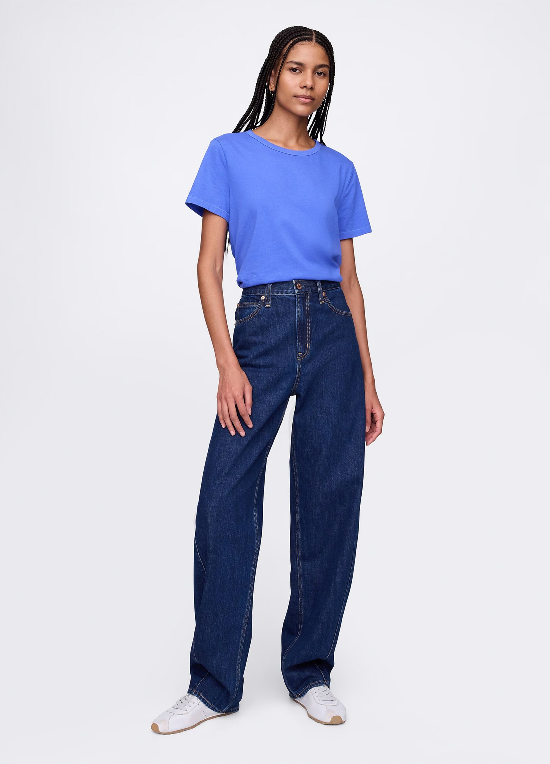 T-shirt blu in puro cotone_1