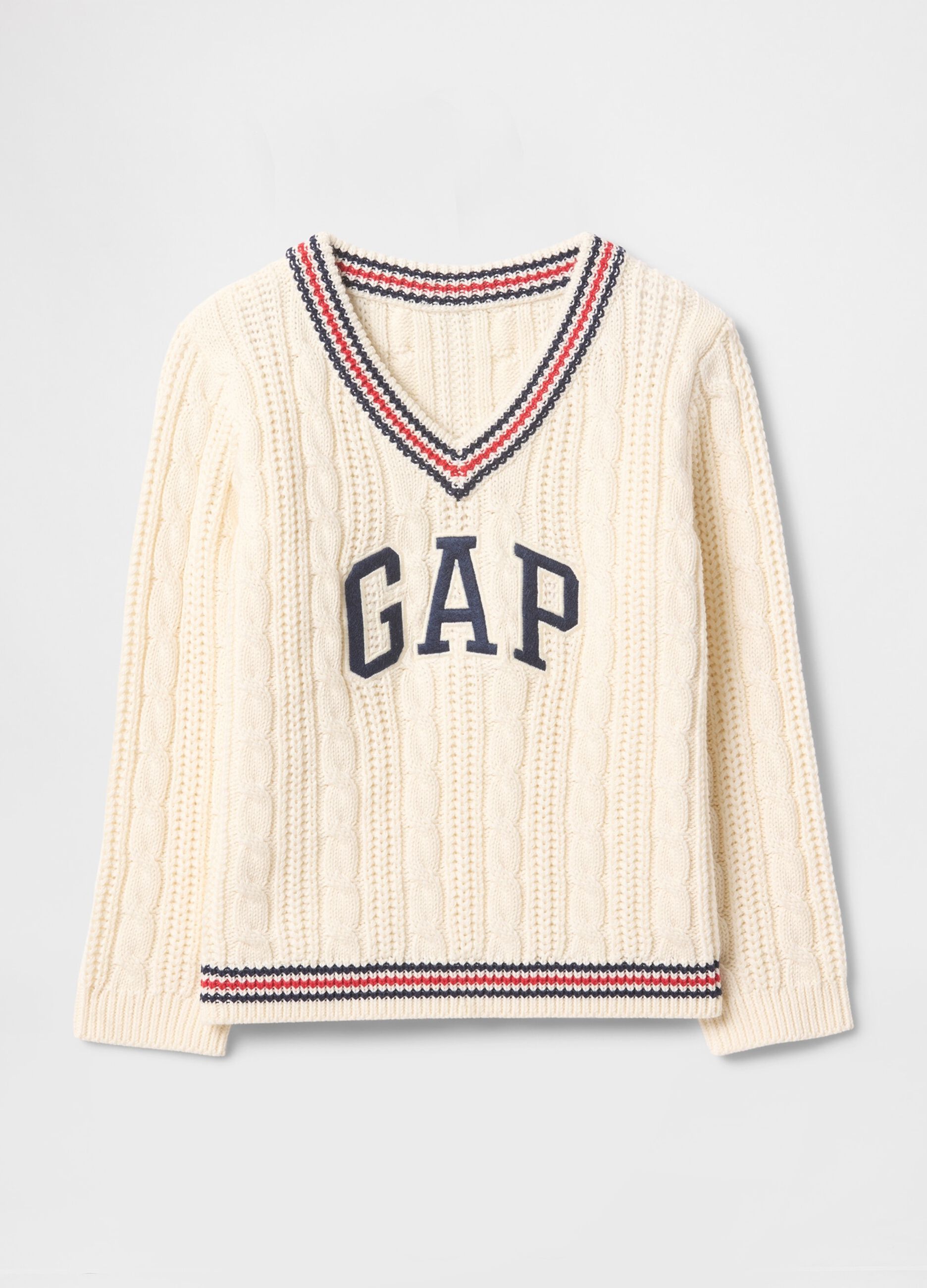 Maglione bianco GAP Kids in cotone con scollo a V