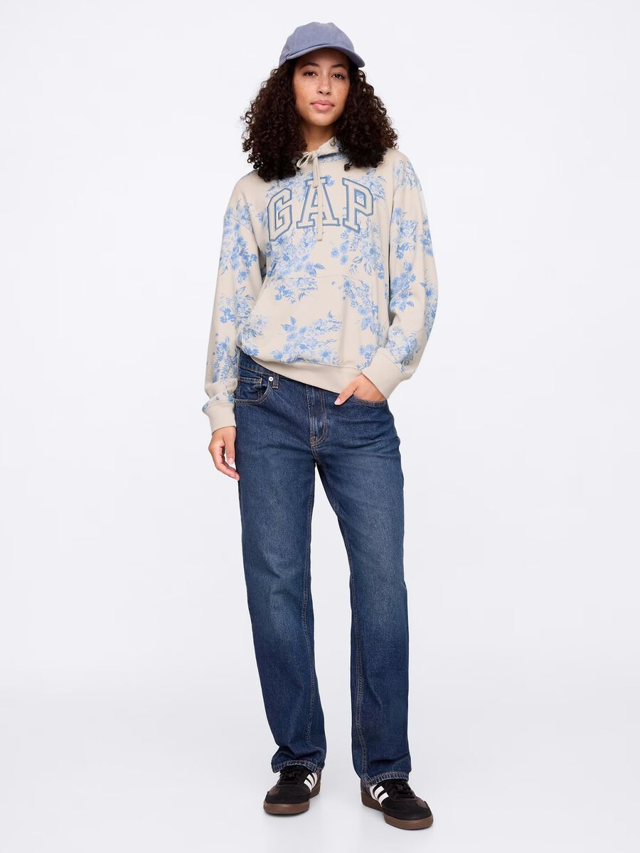 Felpa con cappuccio floreale beige e azzurro Gap Donna_1