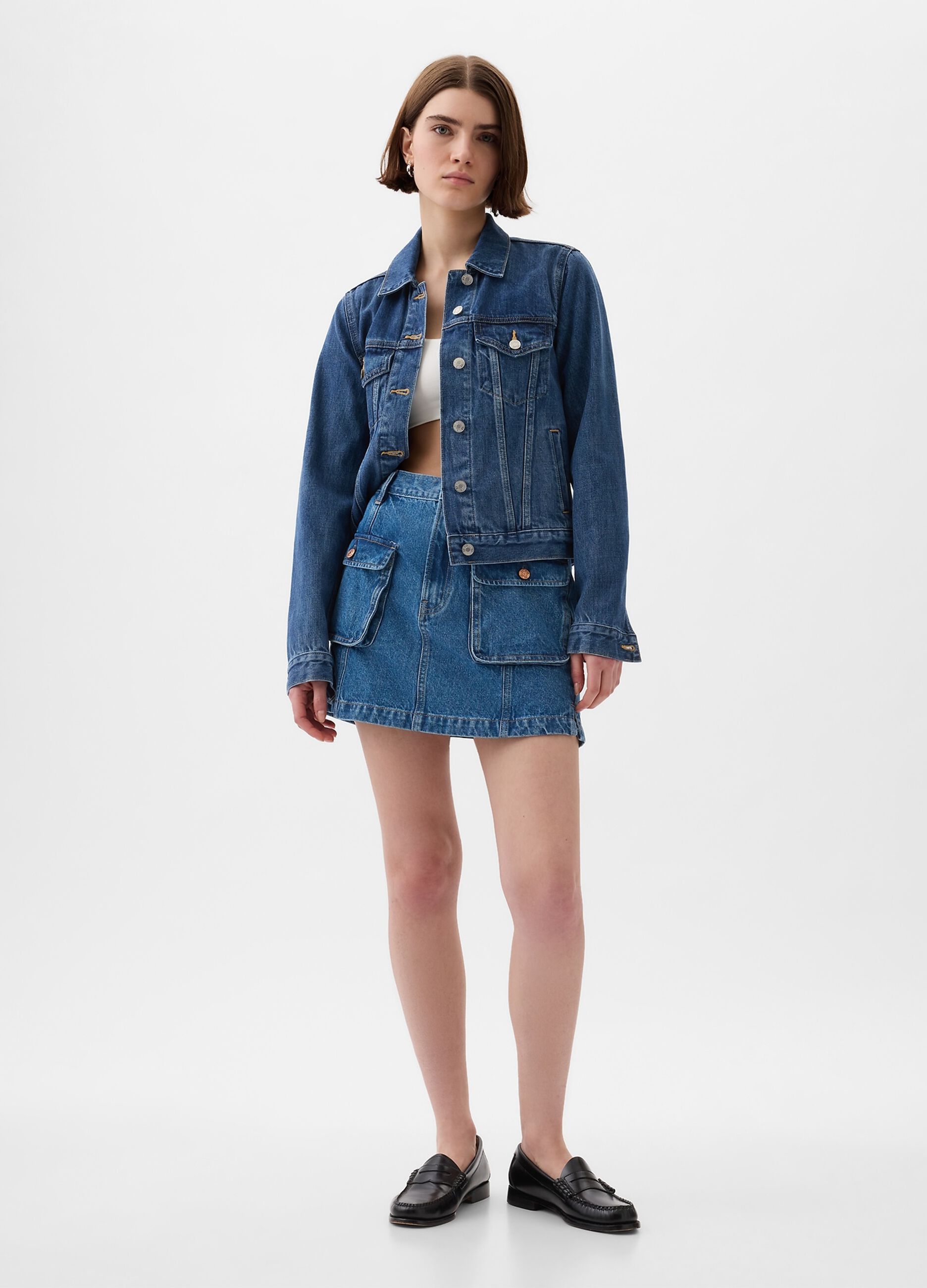 Gonna corta cargo in denim