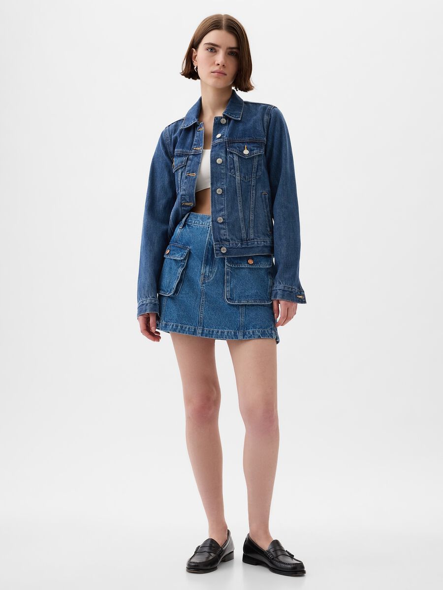 Gonna corta cargo in denim Donna_0