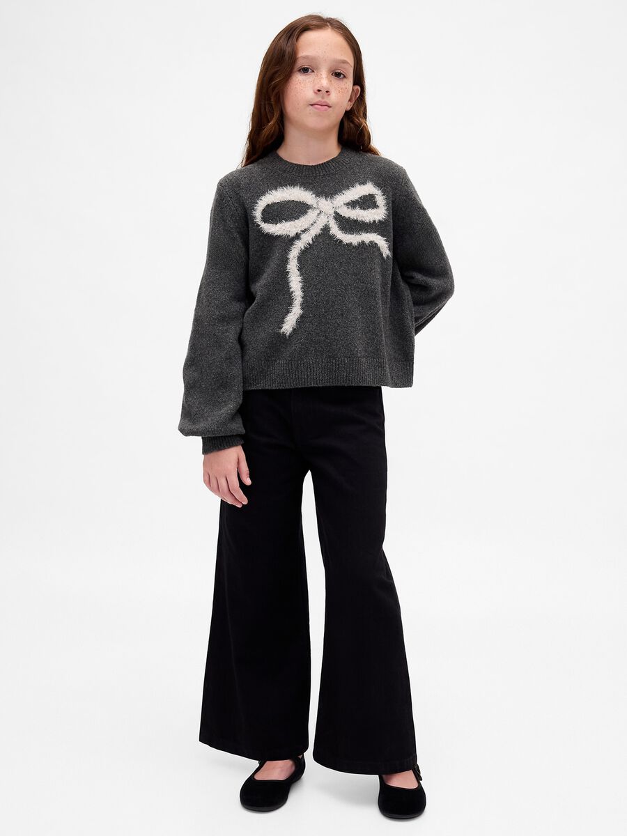 Maglione in misto cotone con fiocco Bambina_2