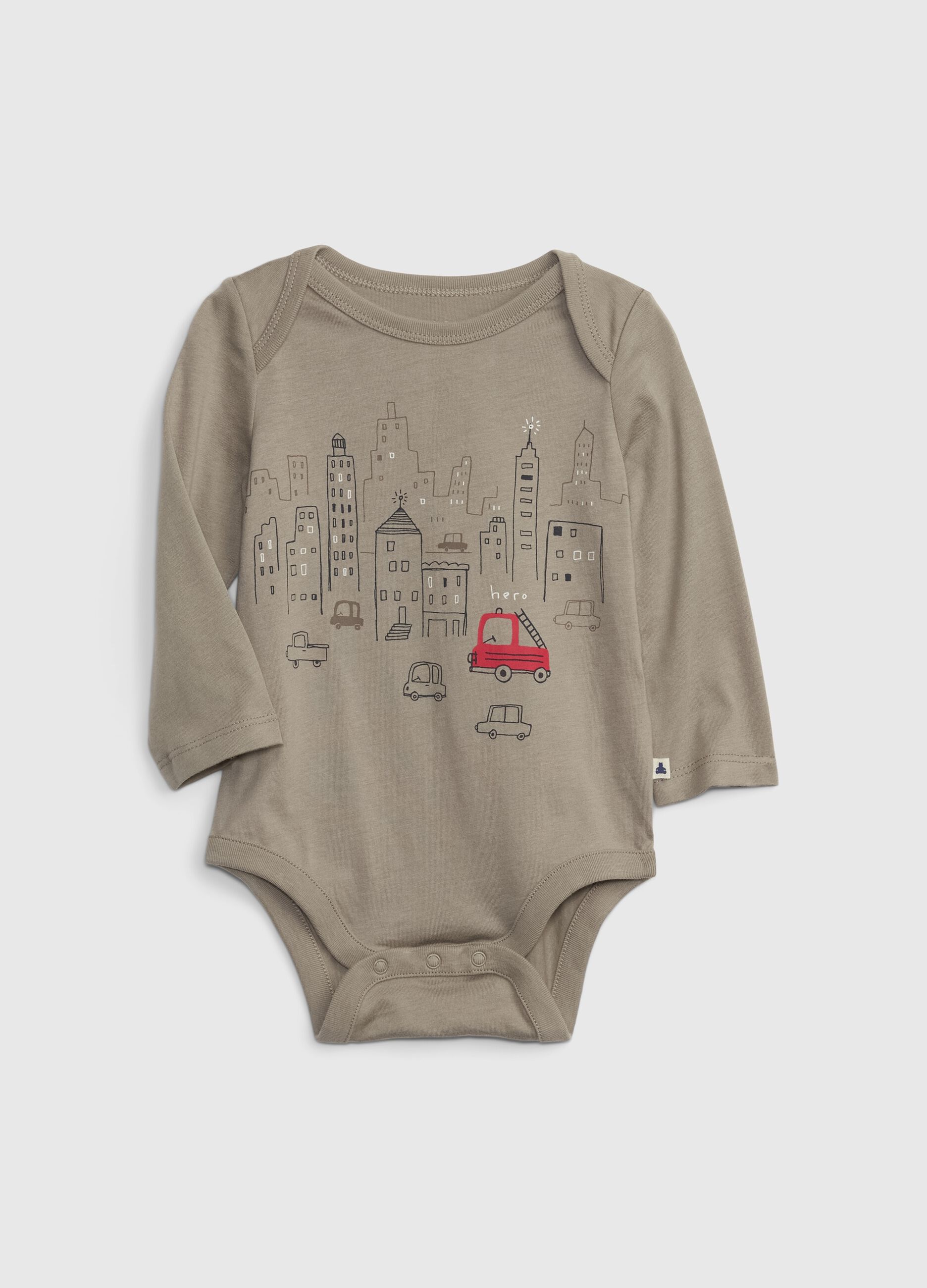 Cotton bodysuit with skyscraper print